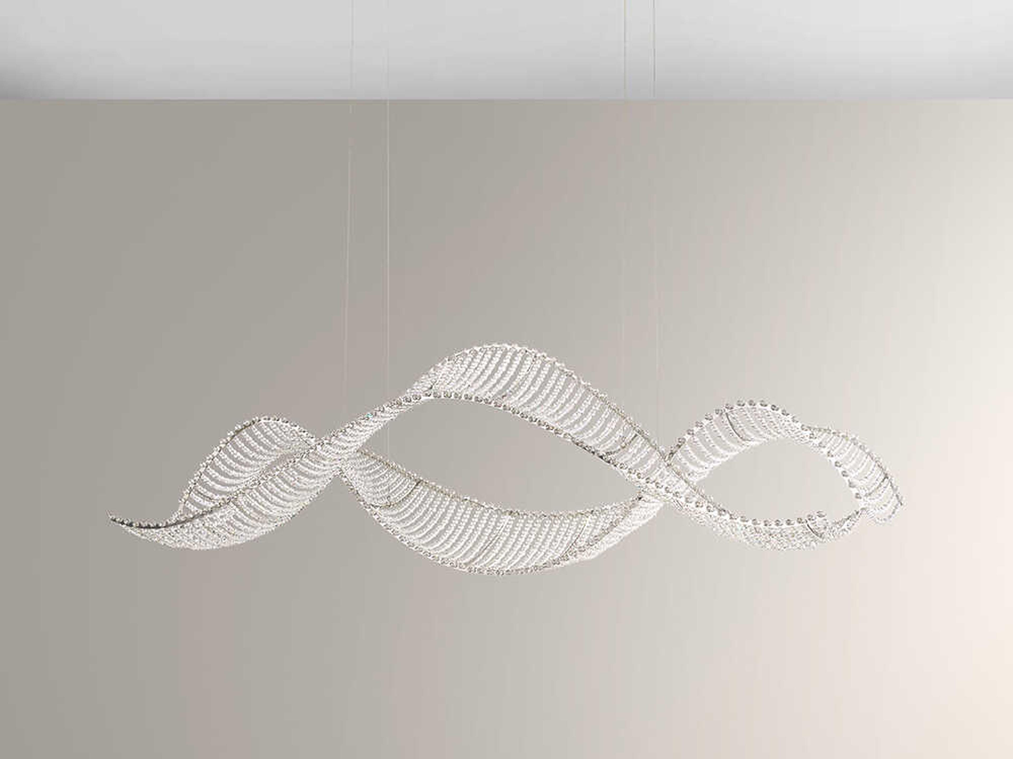 Schonbek Alon 6-Light Stainless Steel Silver Crystal LED Linear Island Pendant