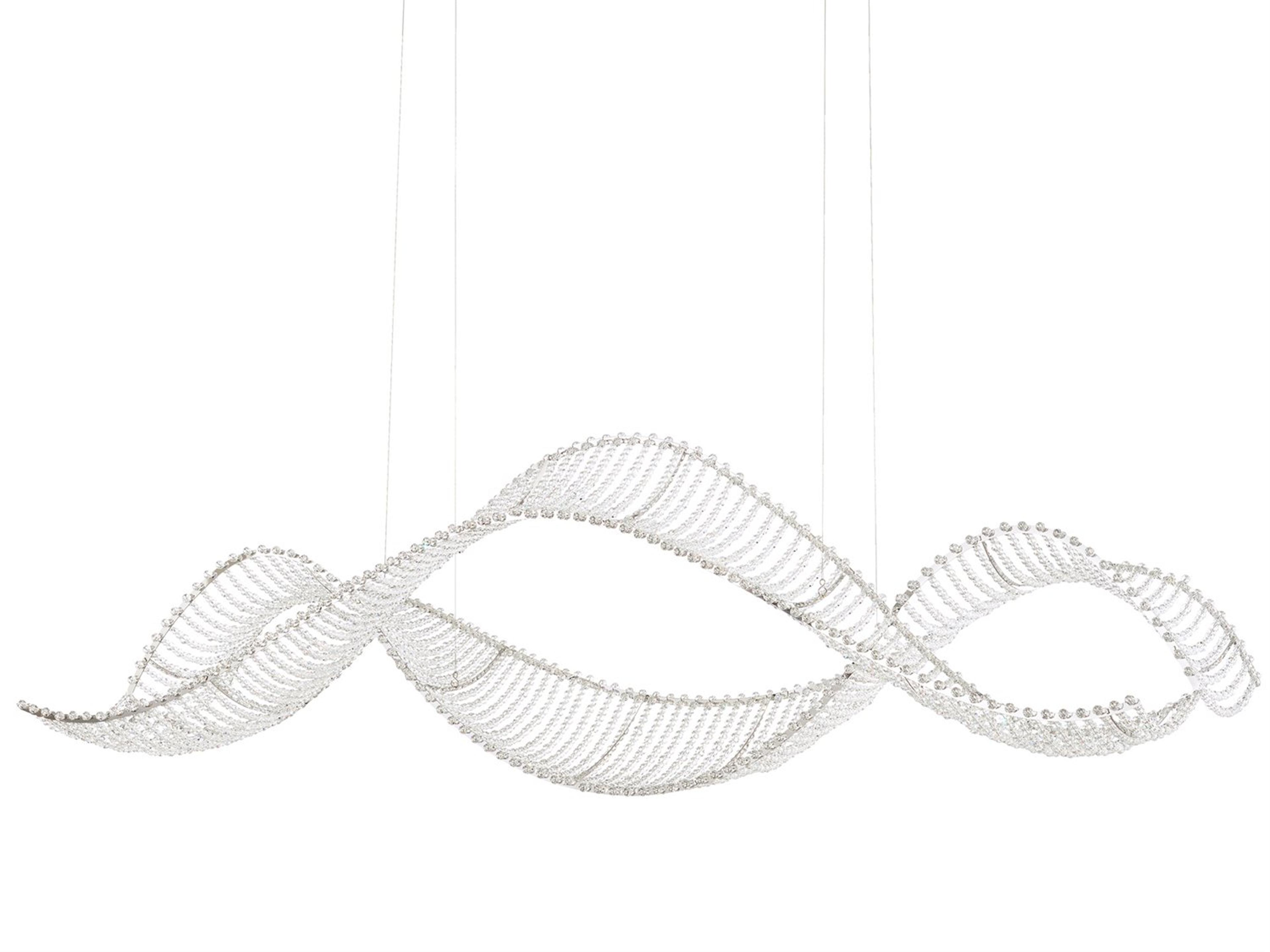 Schonbek Alon 6-Light Stainless Steel Silver Crystal LED Linear Island Pendant