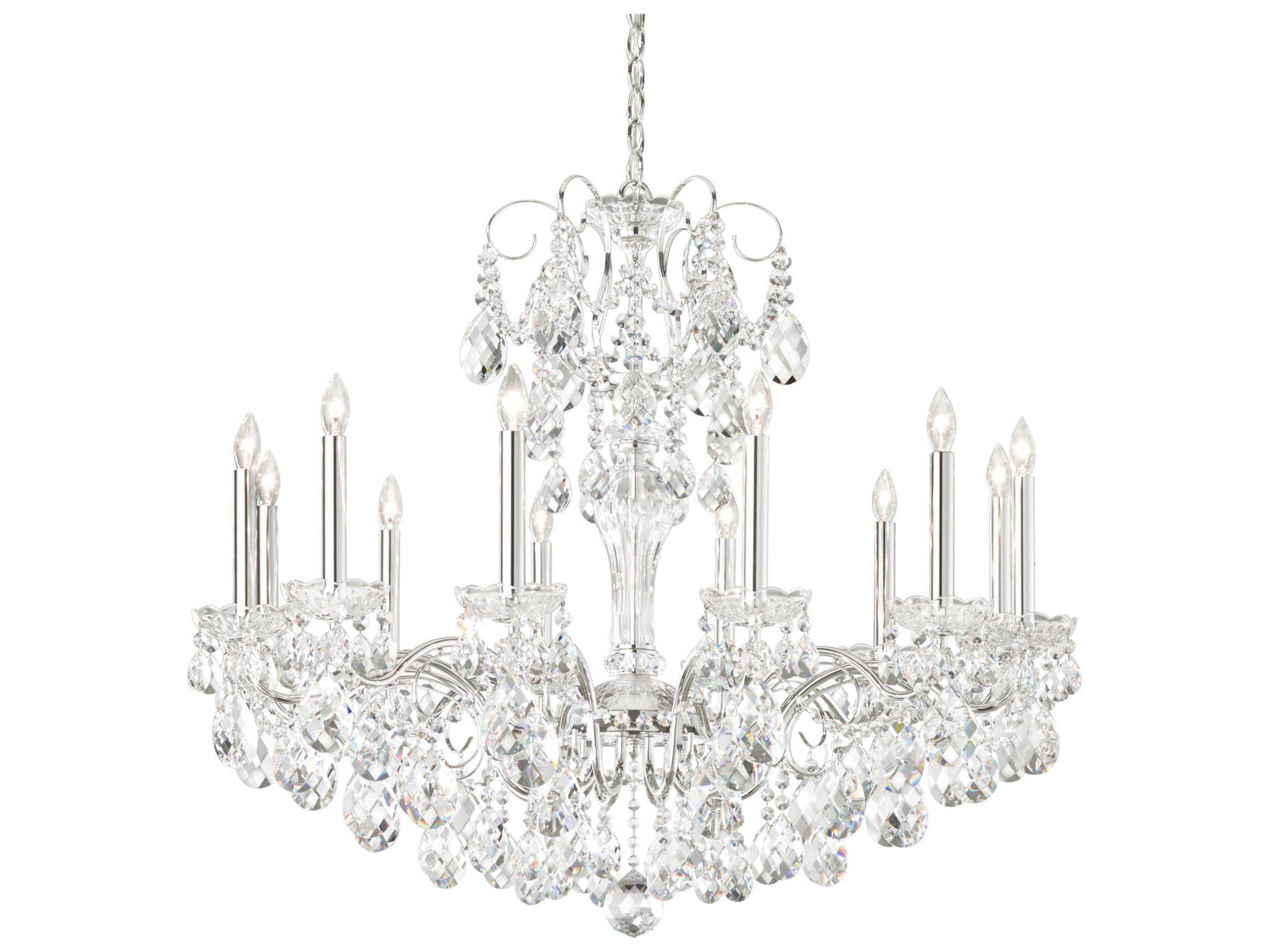 Schonbek Sonatina 12-Light Silver Crystal Candelabra Chandelier