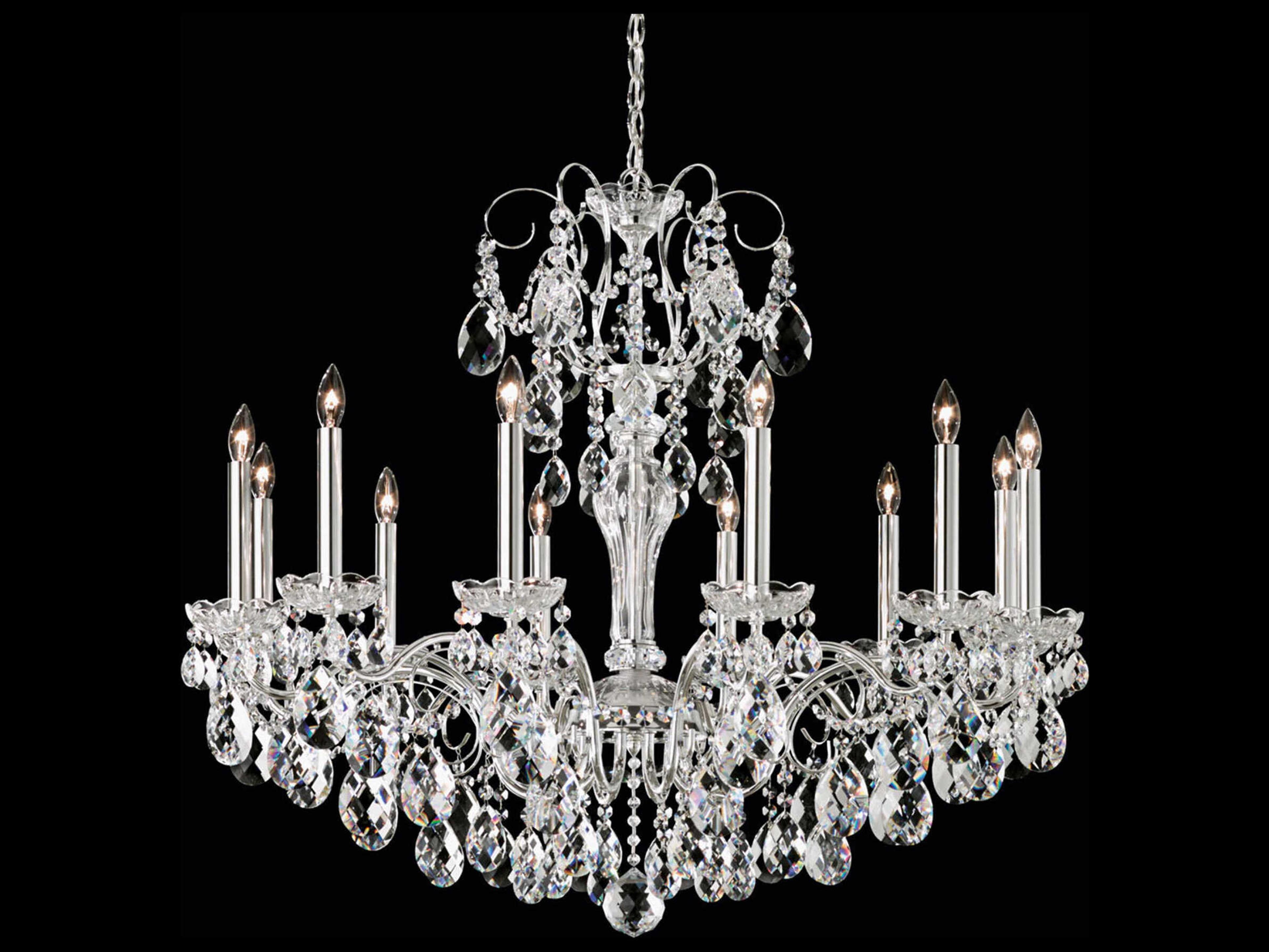 Schonbek Sonatina 12-Light Silver Crystal Candelabra Chandelier