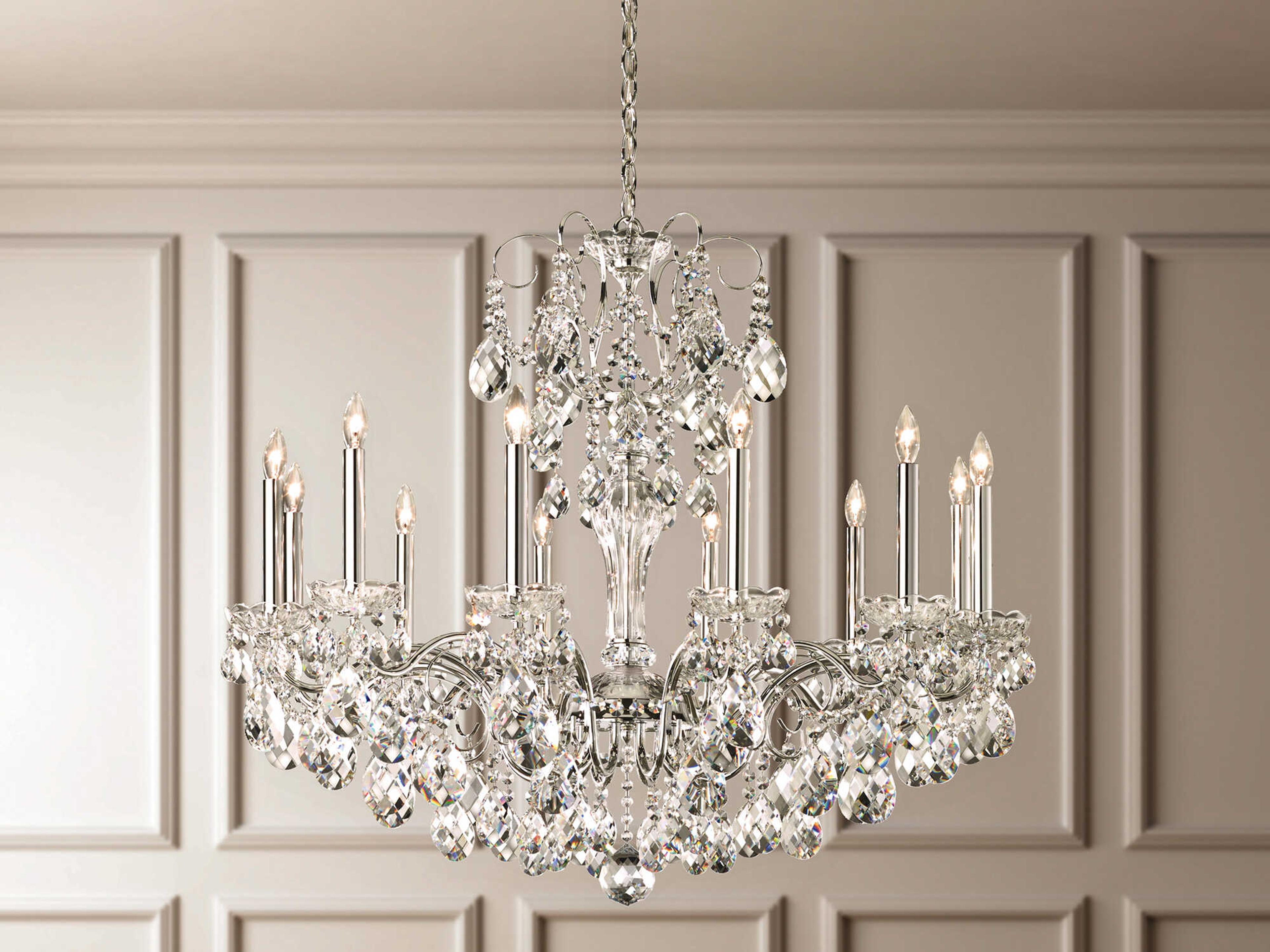 Schonbek Sonatina 12-Light Silver Crystal Candelabra Chandelier