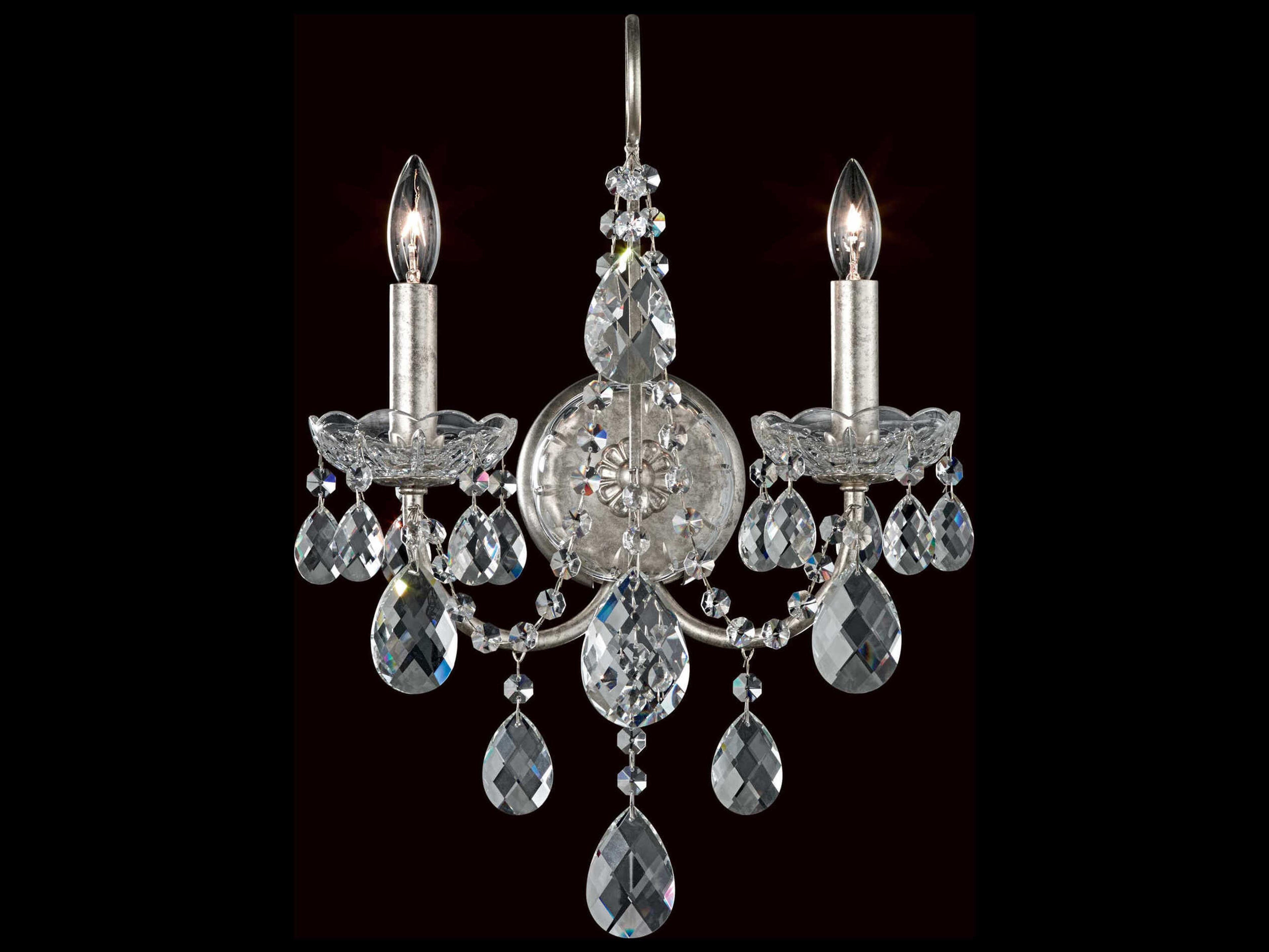 Sonatina 2-Light Silver Crystal Wall Sconce