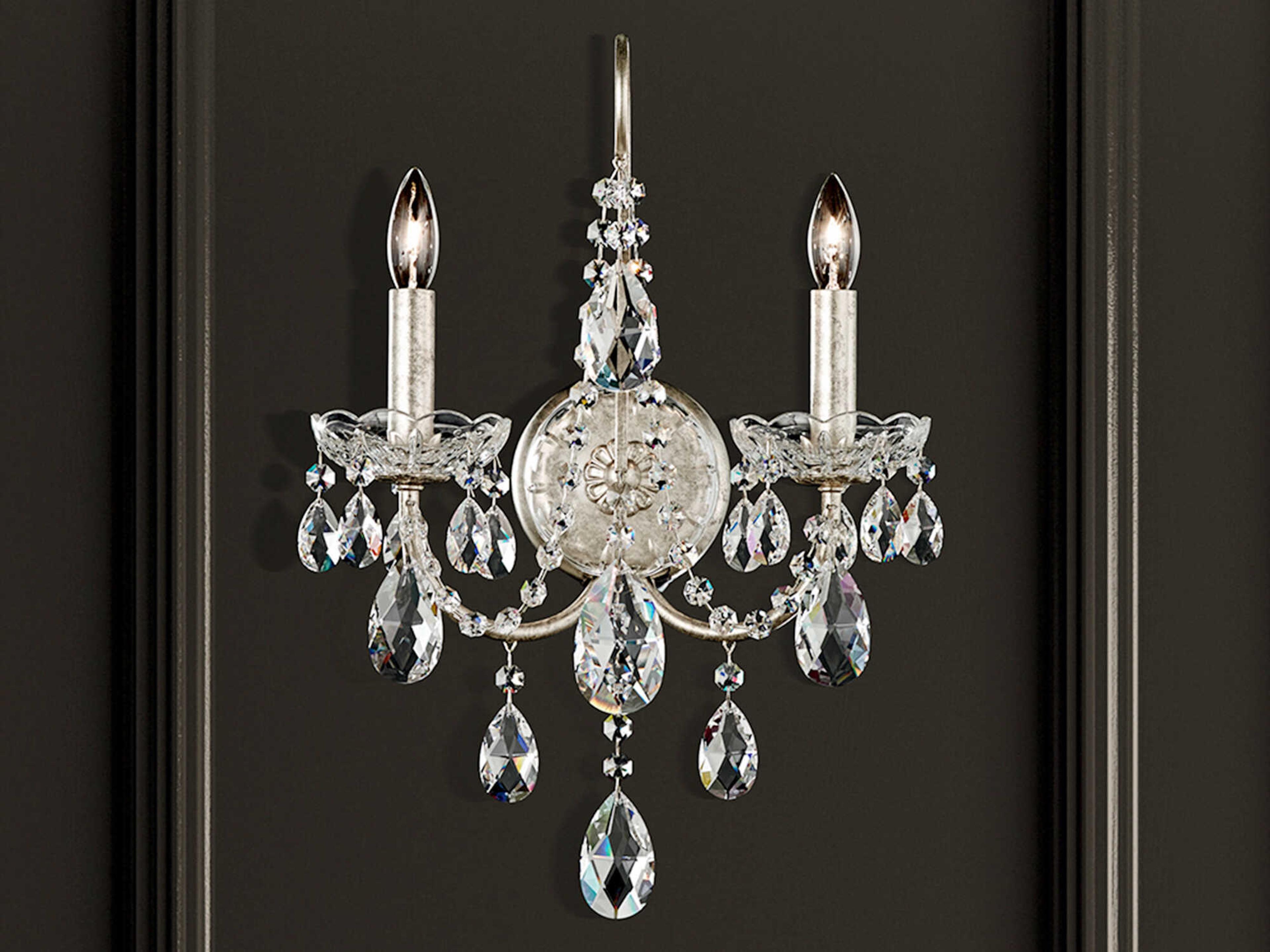 Schonbek Sonatina 2-Light Silver Crystal Wall Sconce