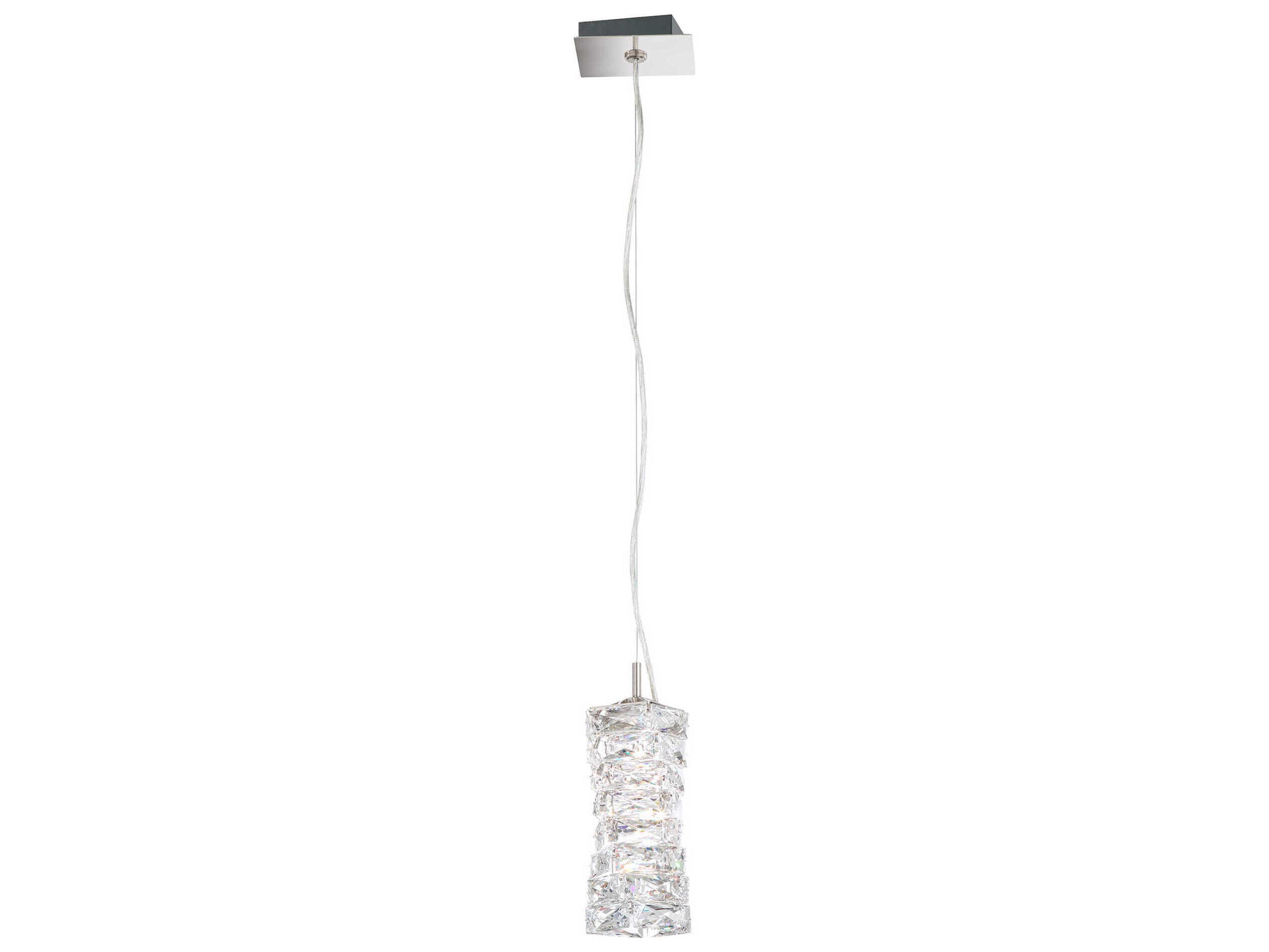 Glissando 1-Light Stainless Steel Crystal LED Cylinder Mini Pendant