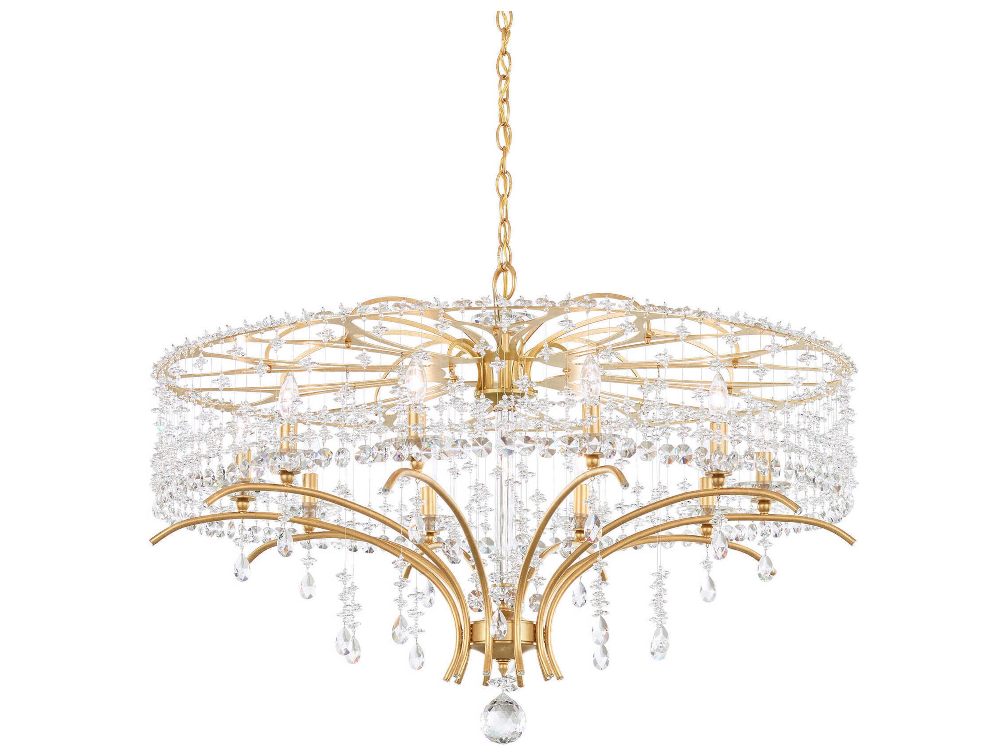 Bella Rose 10-Light Gold Crystal Candelabra Chandelier