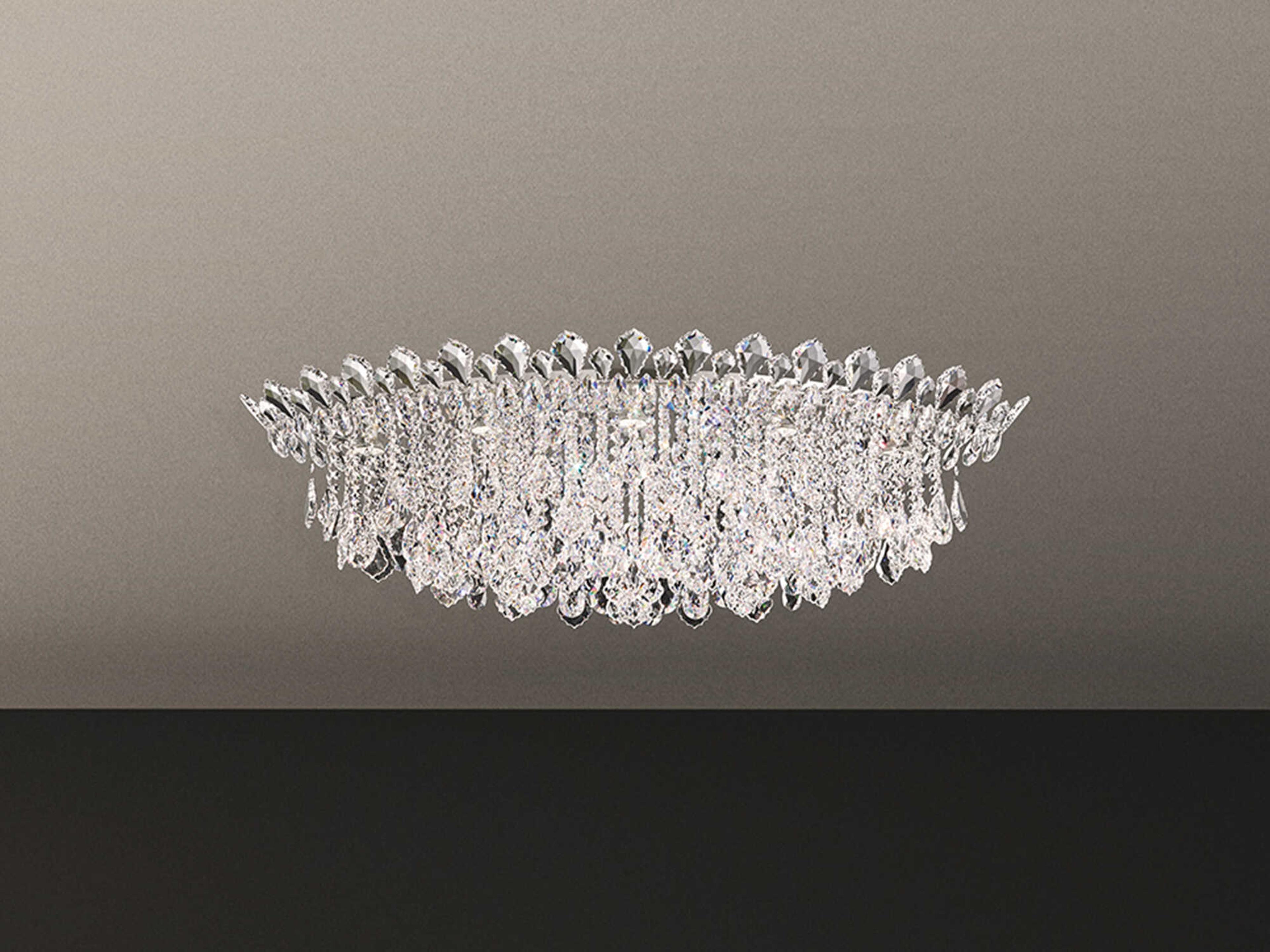 Schonbek Trilliane Strands 8-Light Stainless Steel Crystal Flush Mount
