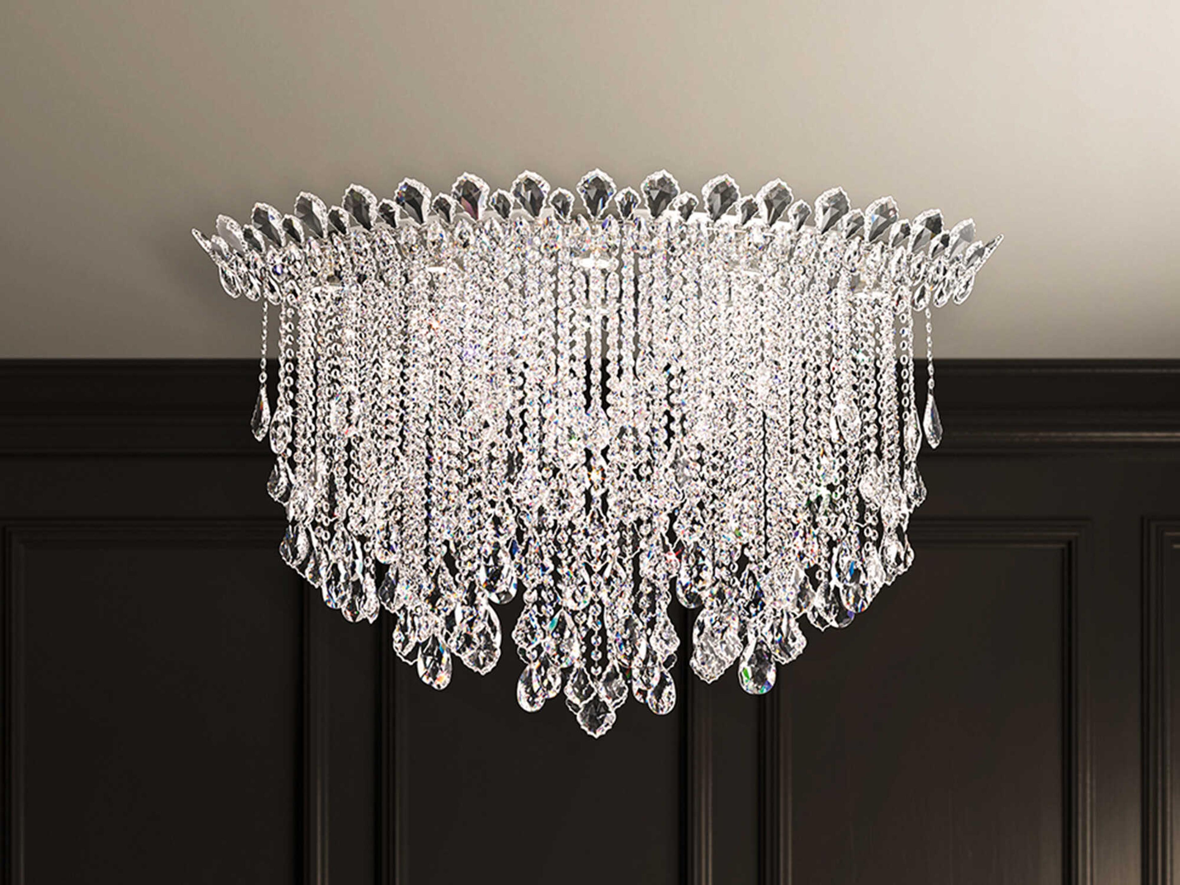 Schonbek Trilliane Strands 8-Light Stainless Steel Crystal Flush Mount