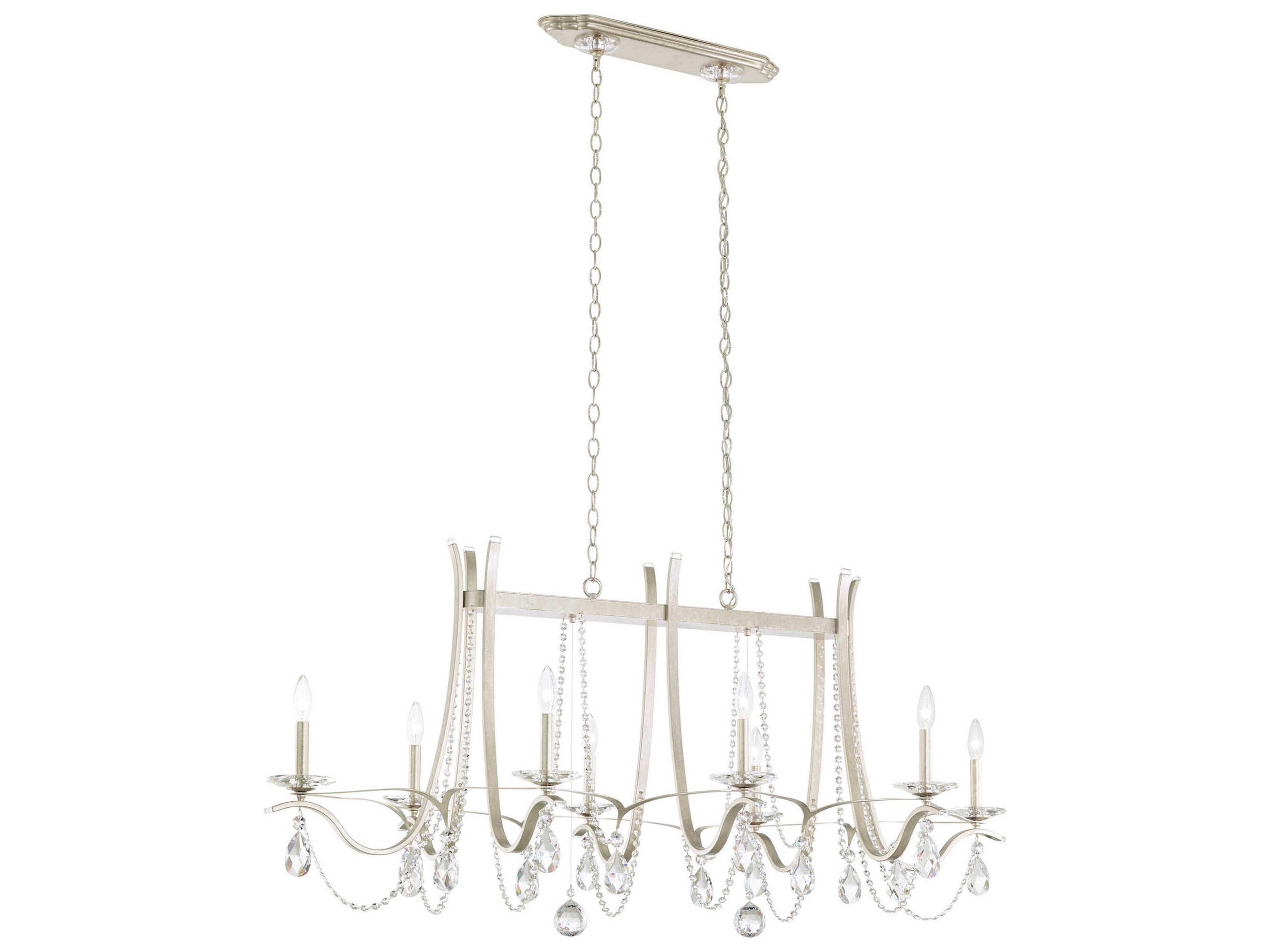 Vesca 8-Light Silver Crystal Island Pendant
