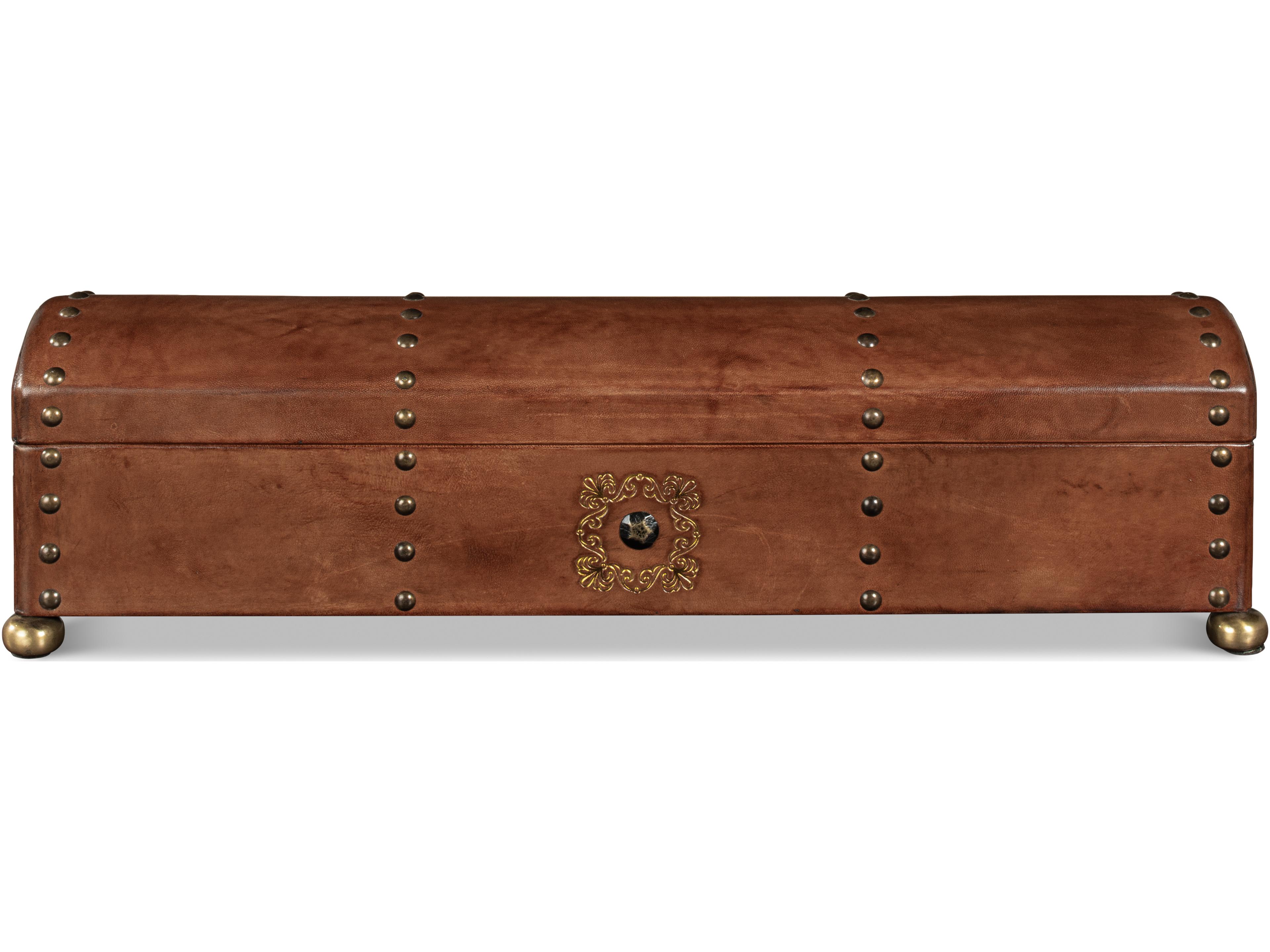 Sarreid Ltd Telescope Leather Box W/Tacks