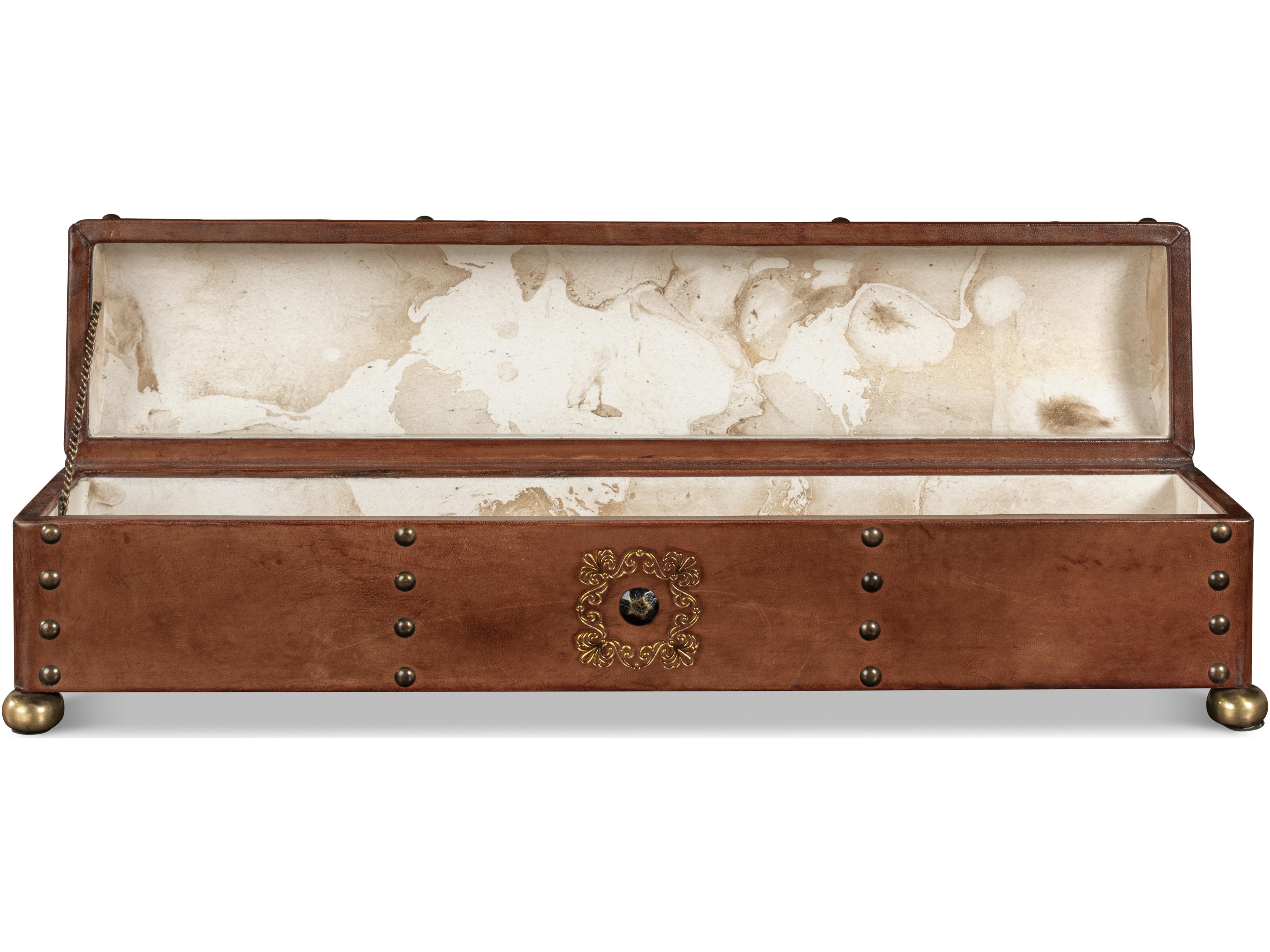 Sarreid Ltd Telescope Leather Box W/Tacks