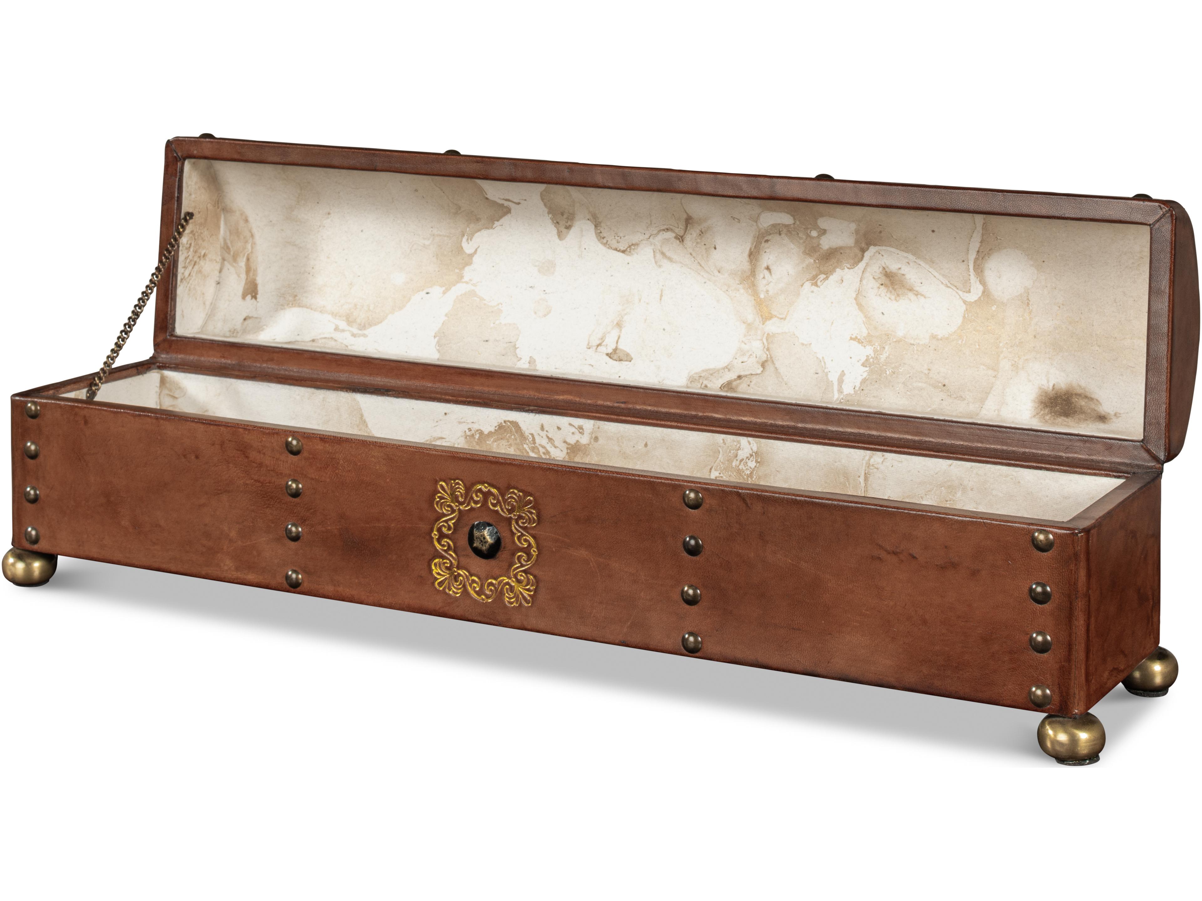 Sarreid Ltd Telescope Leather Box W/Tacks