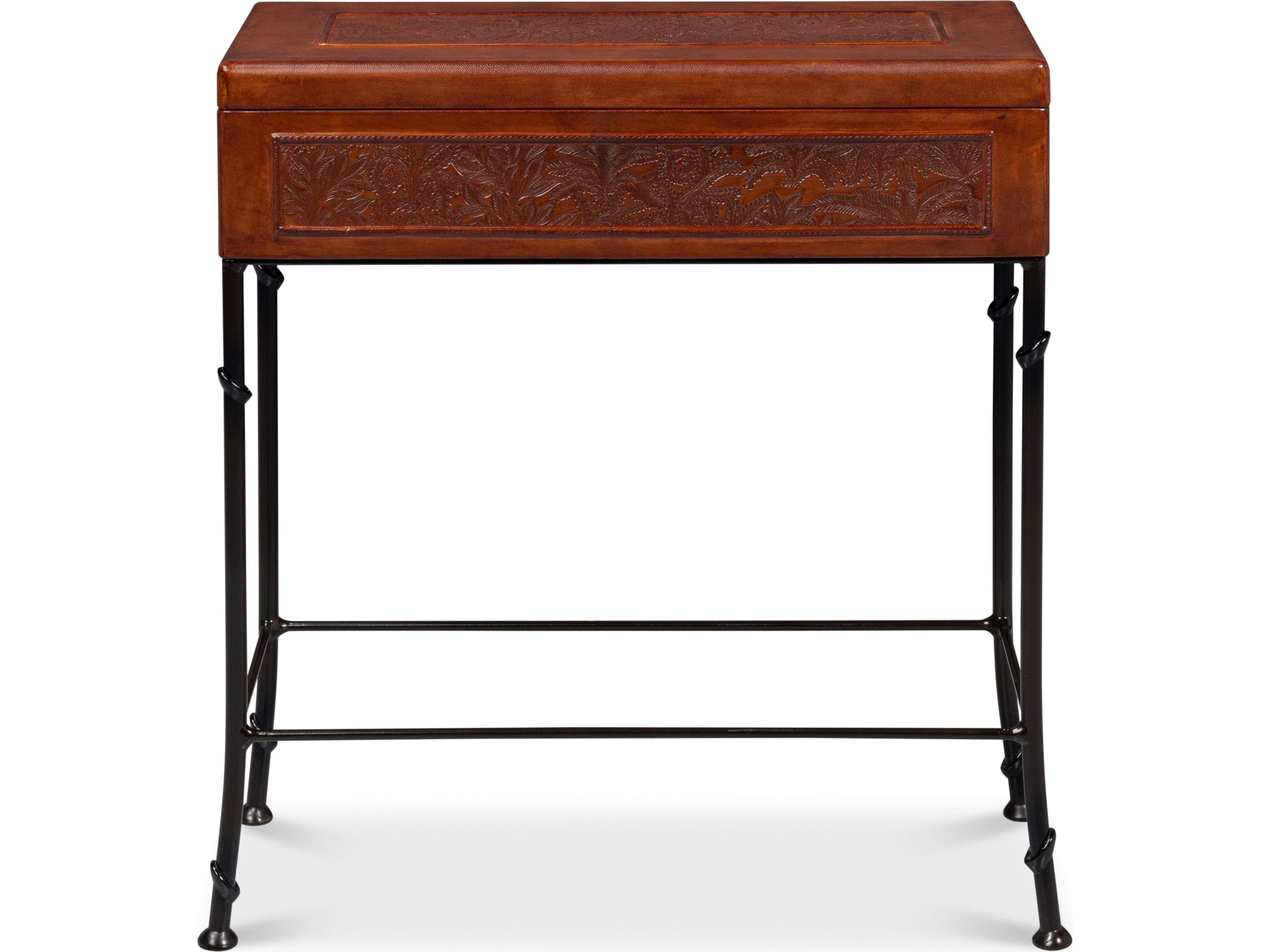 Sarreid Ltd Botanical Leather Box On Stand