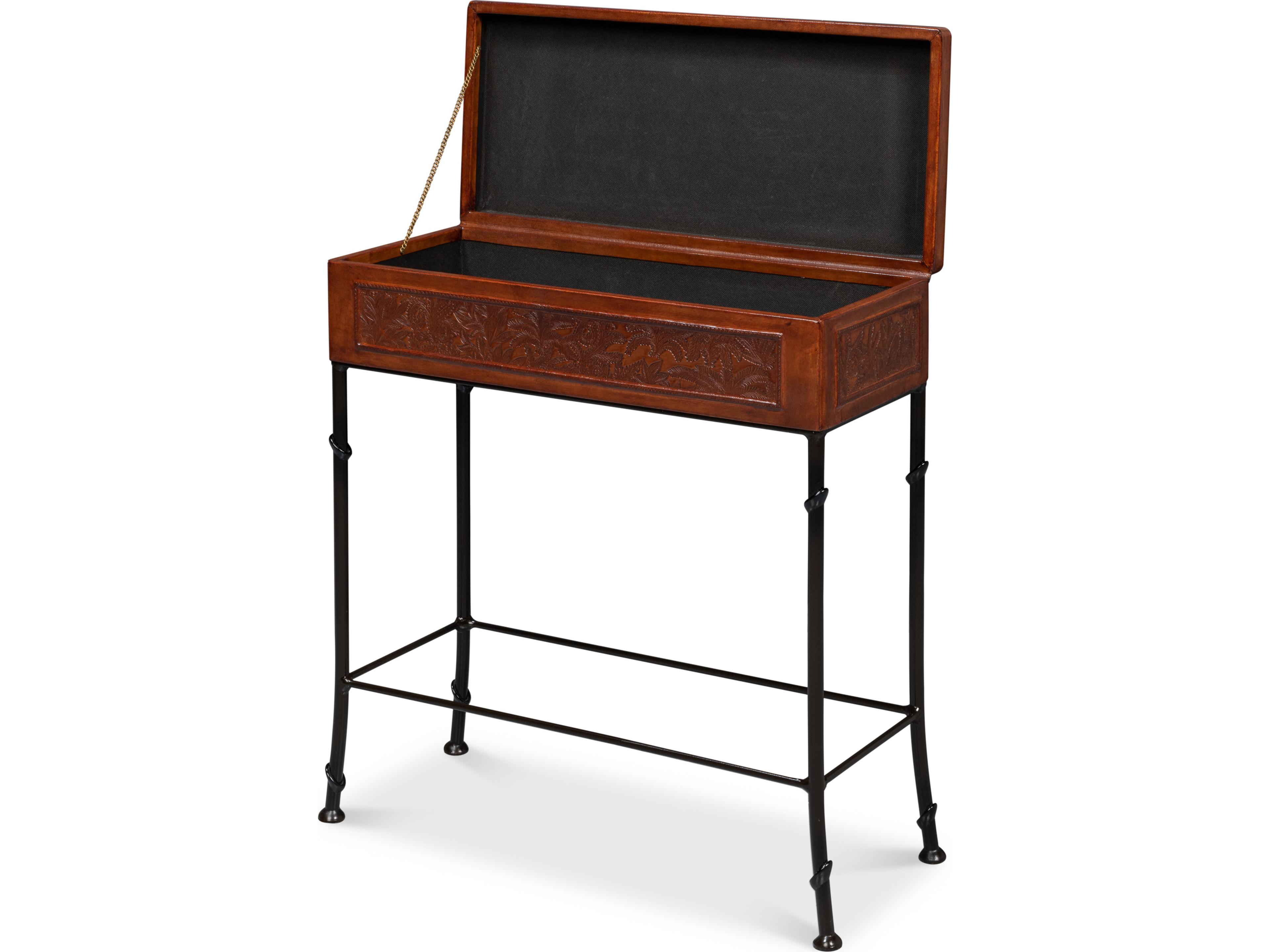 Sarreid Ltd Botanical Leather Box On Stand