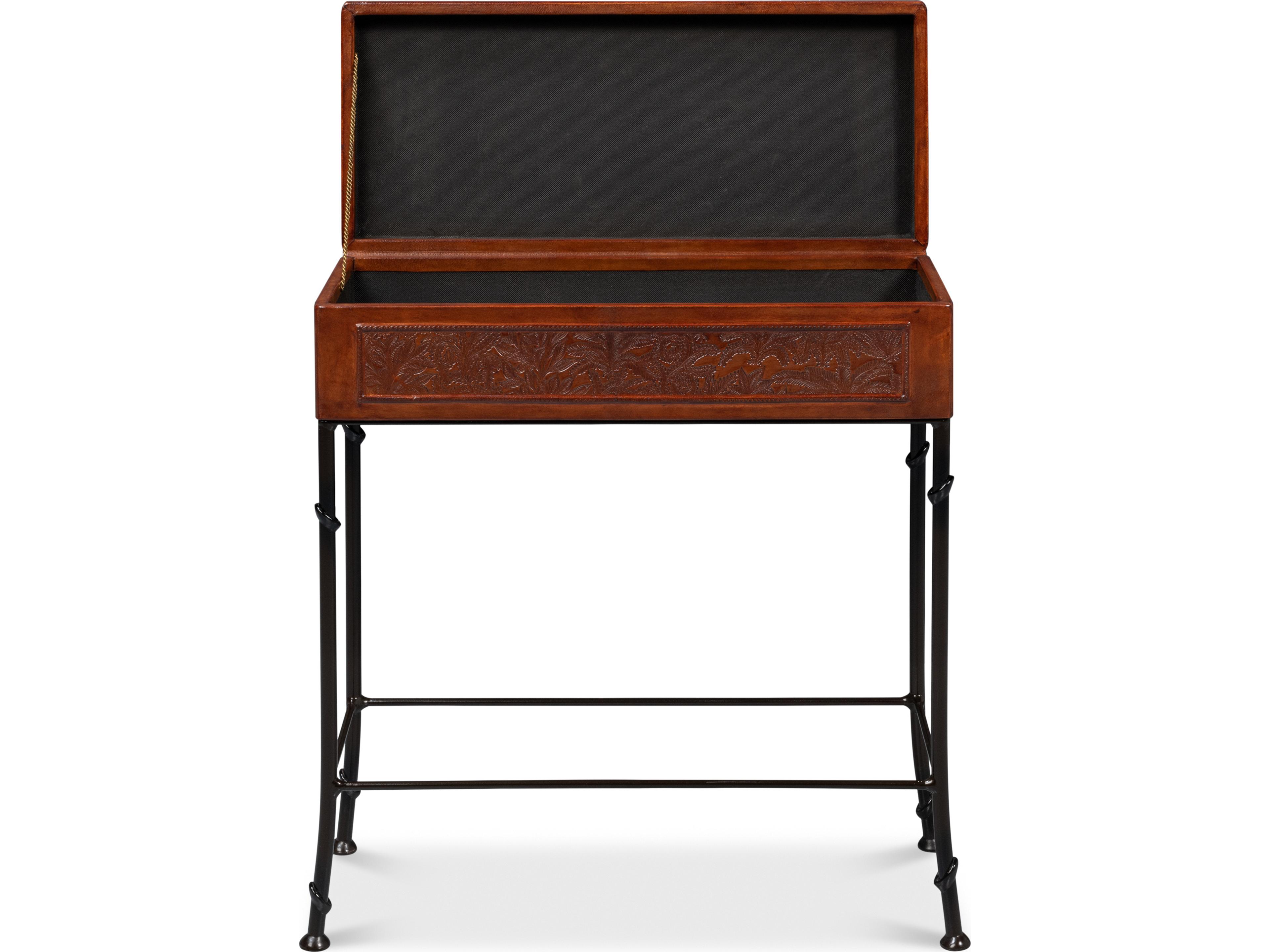 Sarreid Ltd Botanical Leather Box On Stand