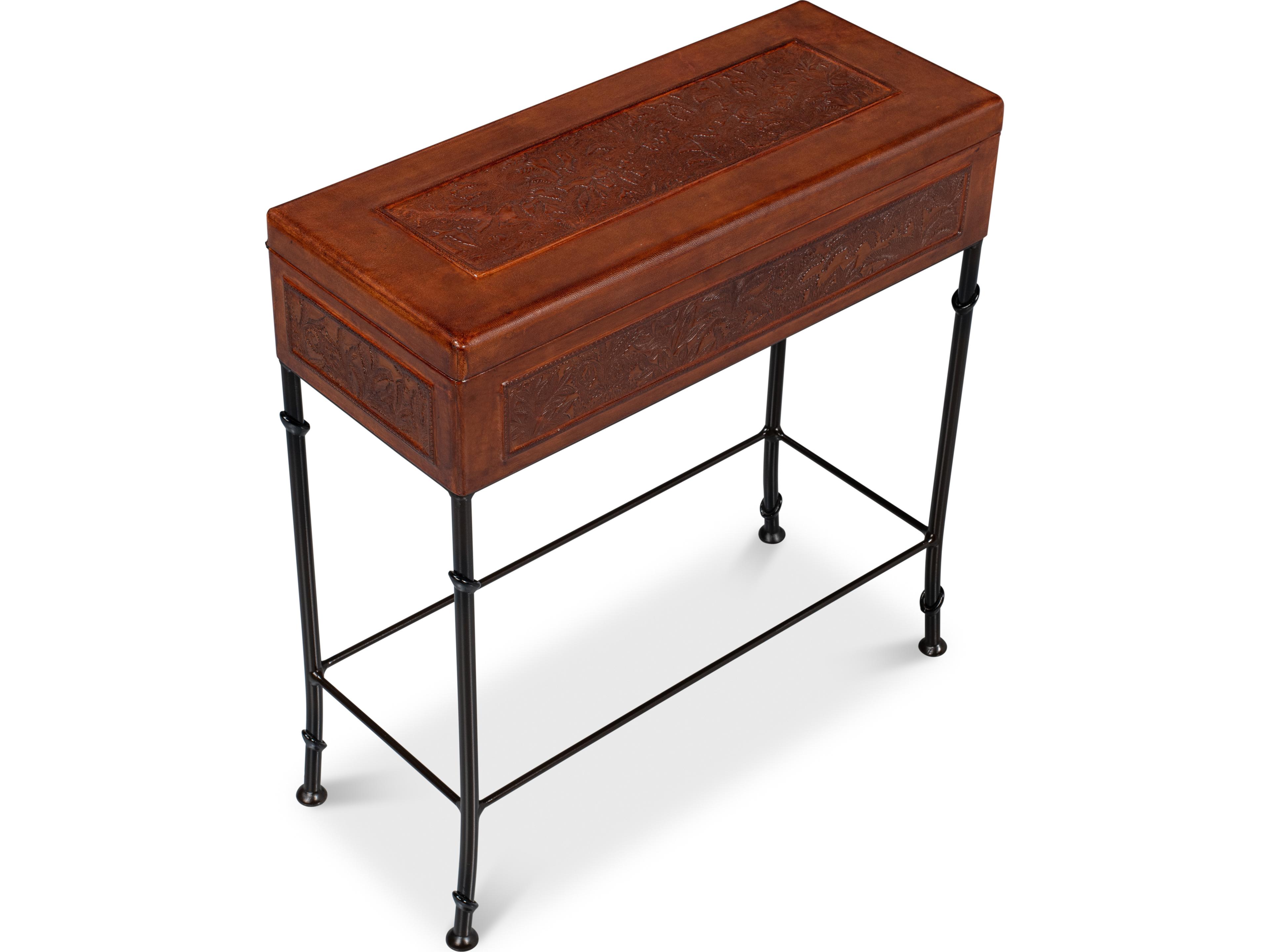 Sarreid Ltd Botanical Leather Box On Stand