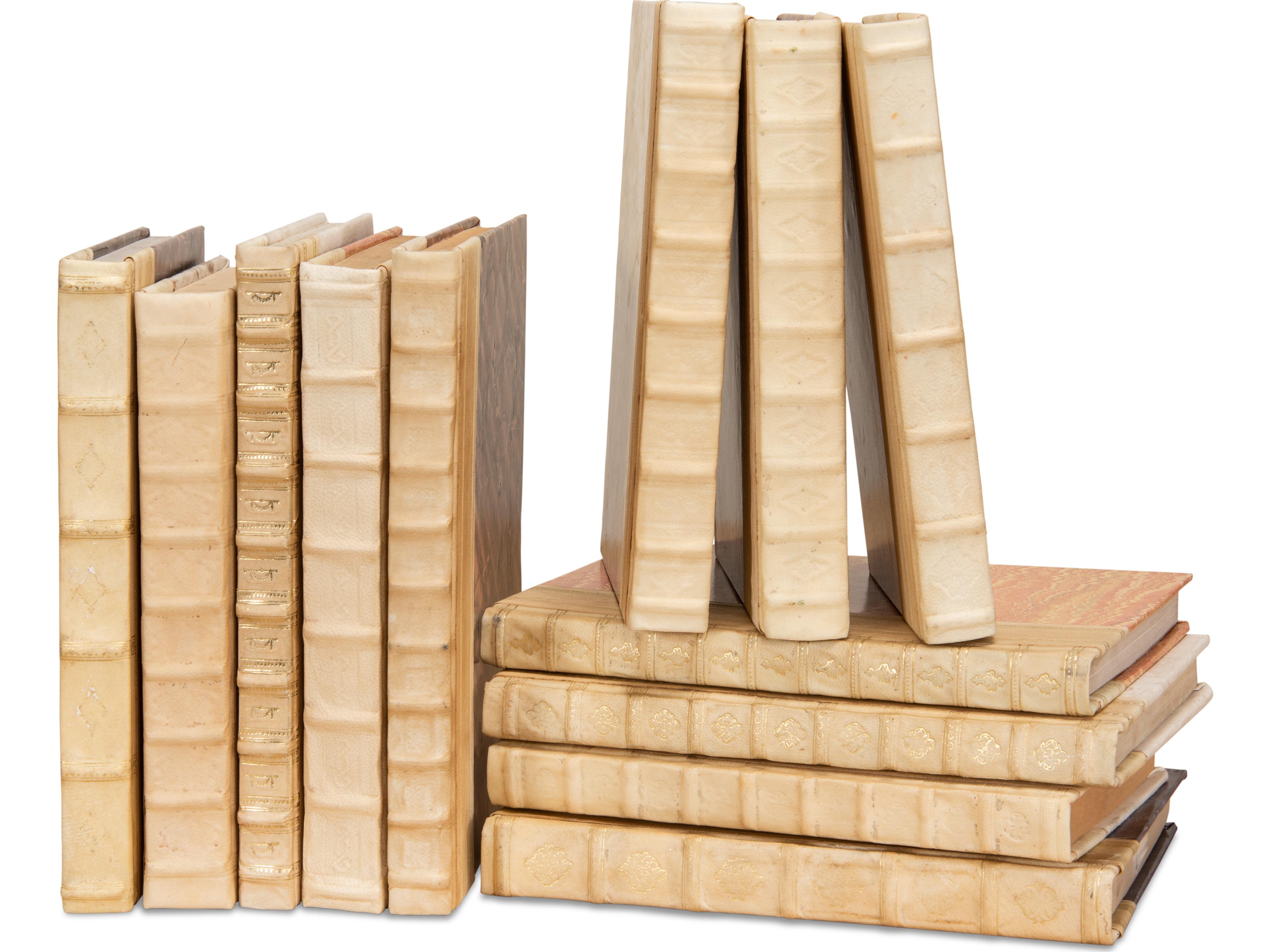 Sarreid Ltd White Leather & Paper Books