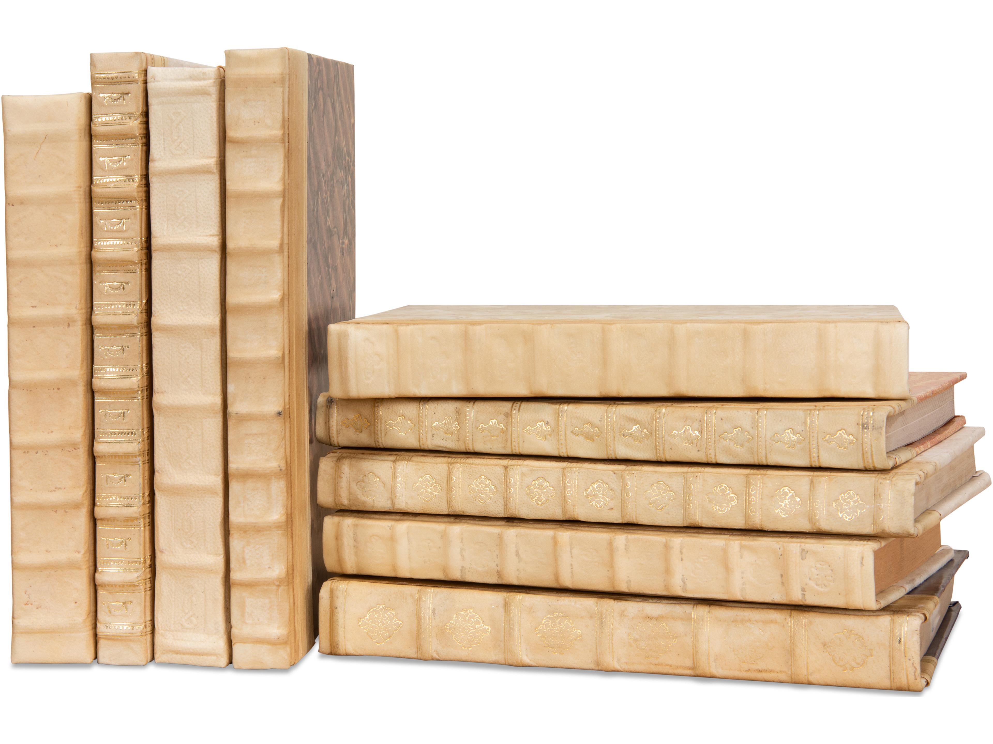 Sarreid Ltd White Leather & Paper Books