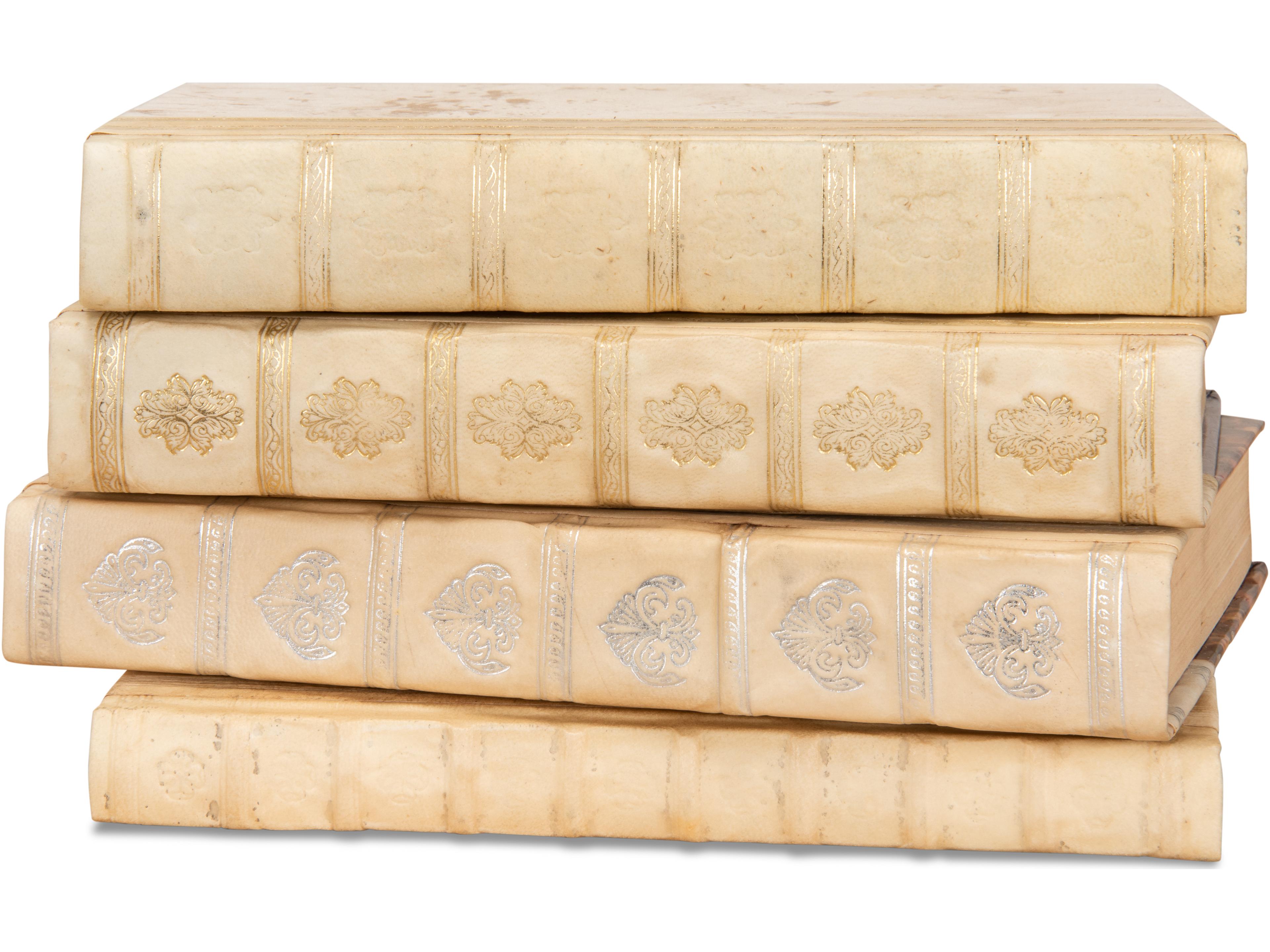 Sarreid Ltd White Leather & Paper Books