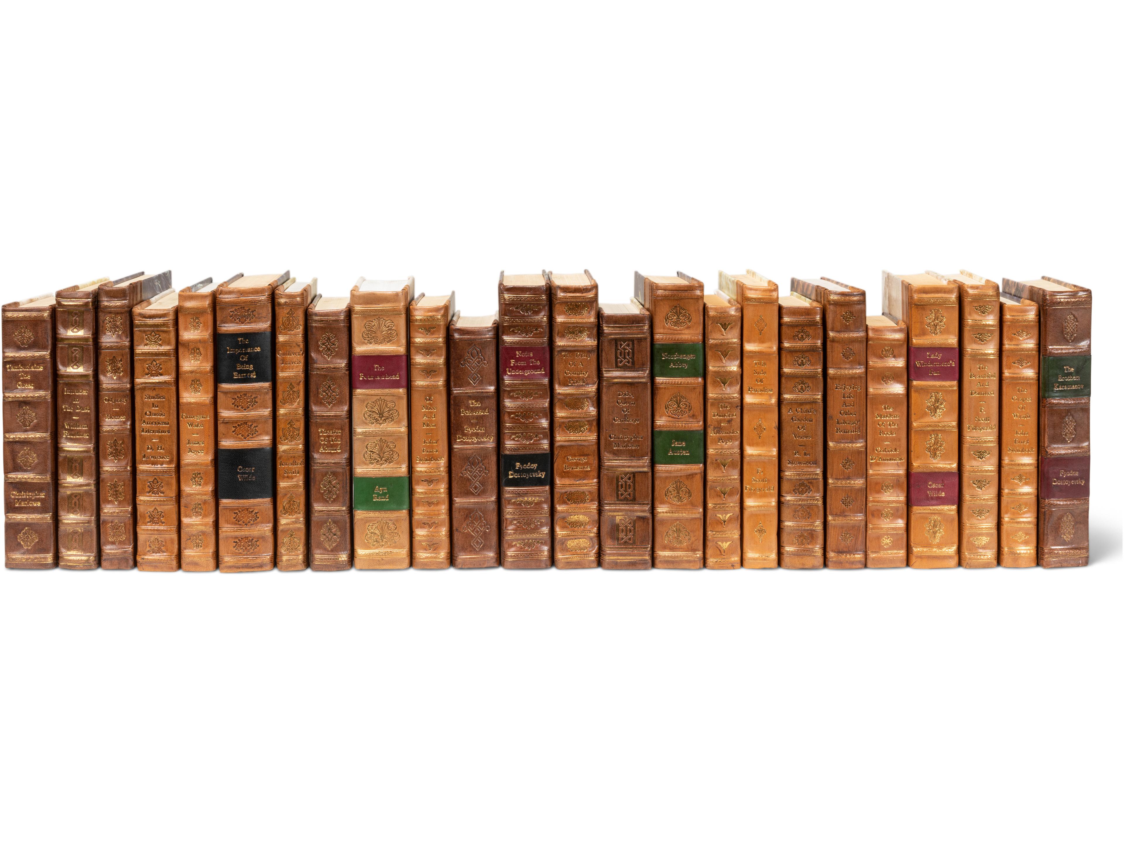 Faux Tan Leather Books ( Set Of 24)