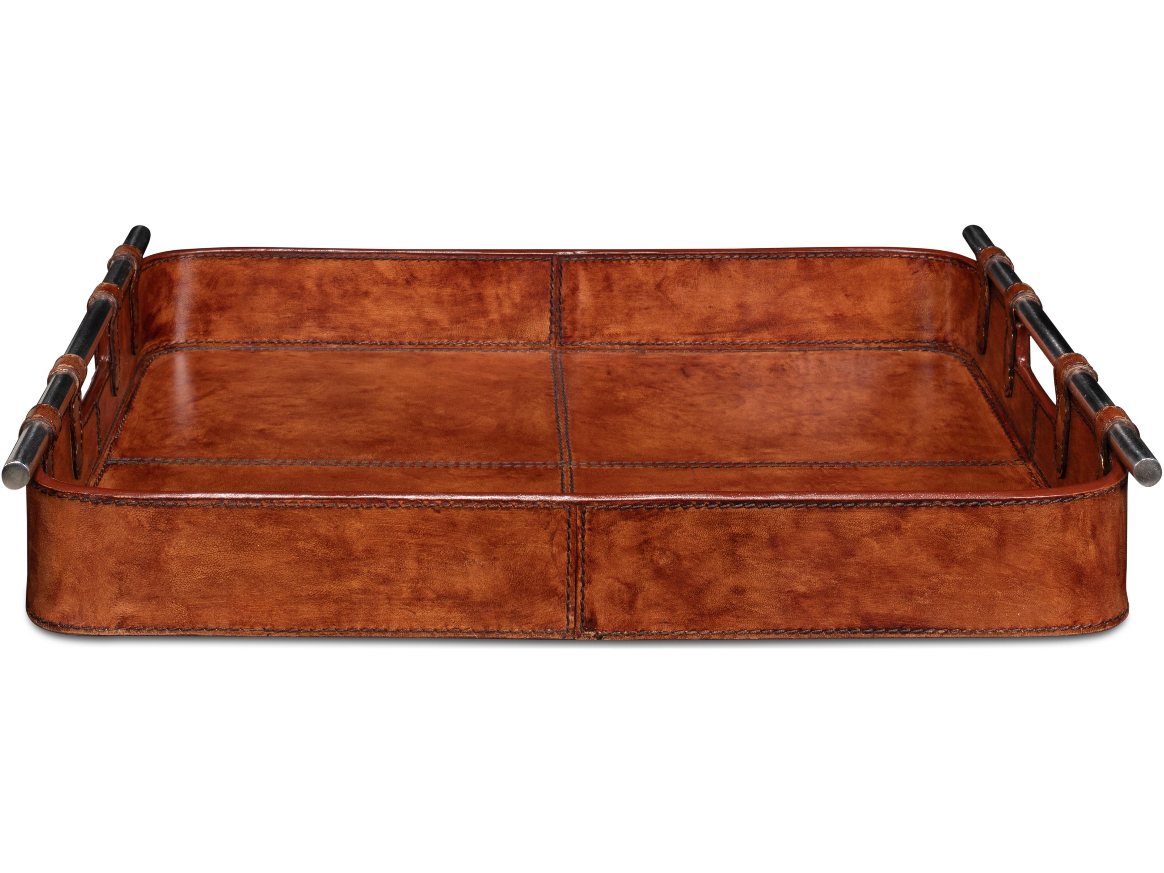Sarreid Ltd Safari Leather Tray