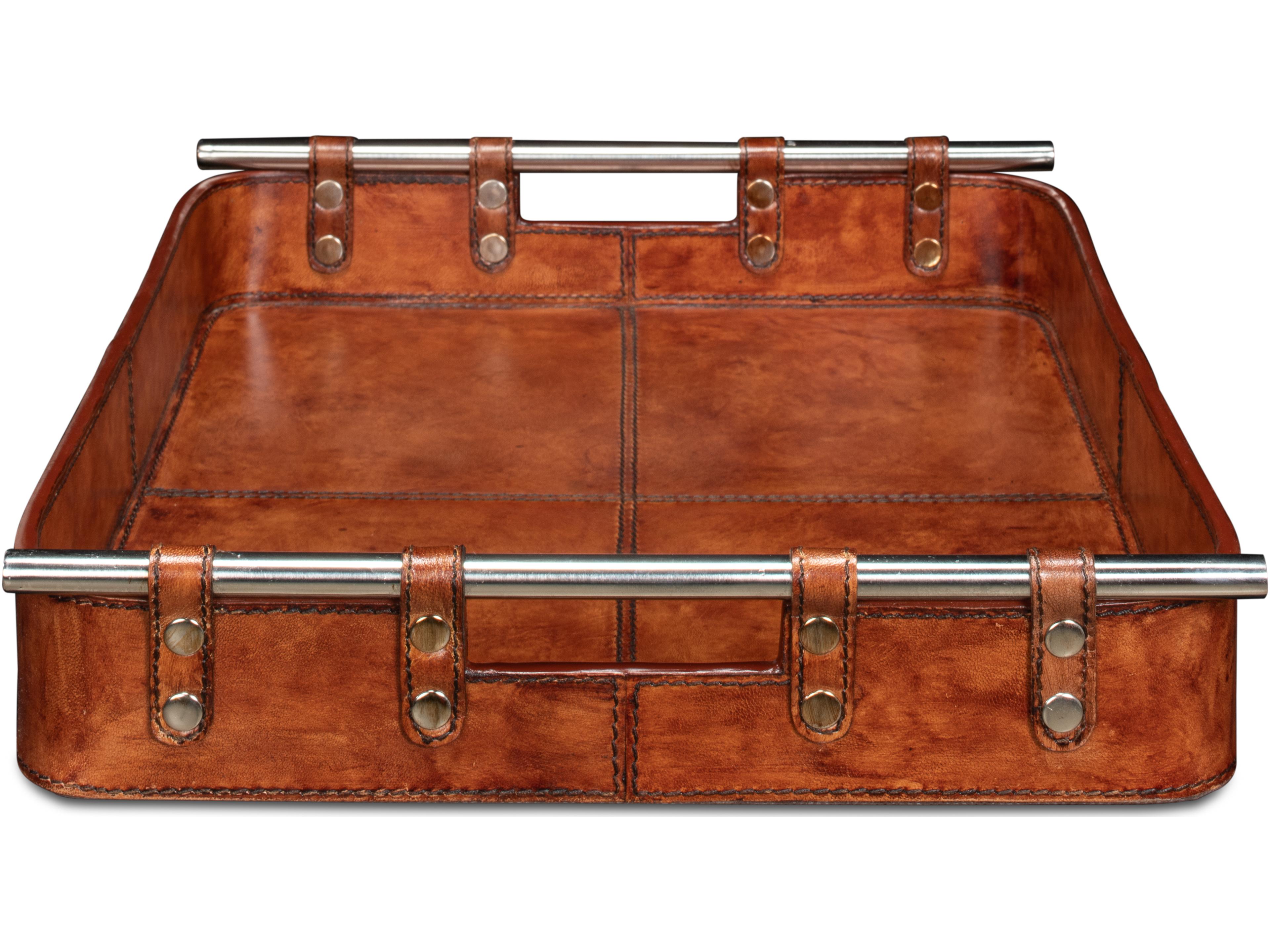 Sarreid Ltd Safari Leather Tray