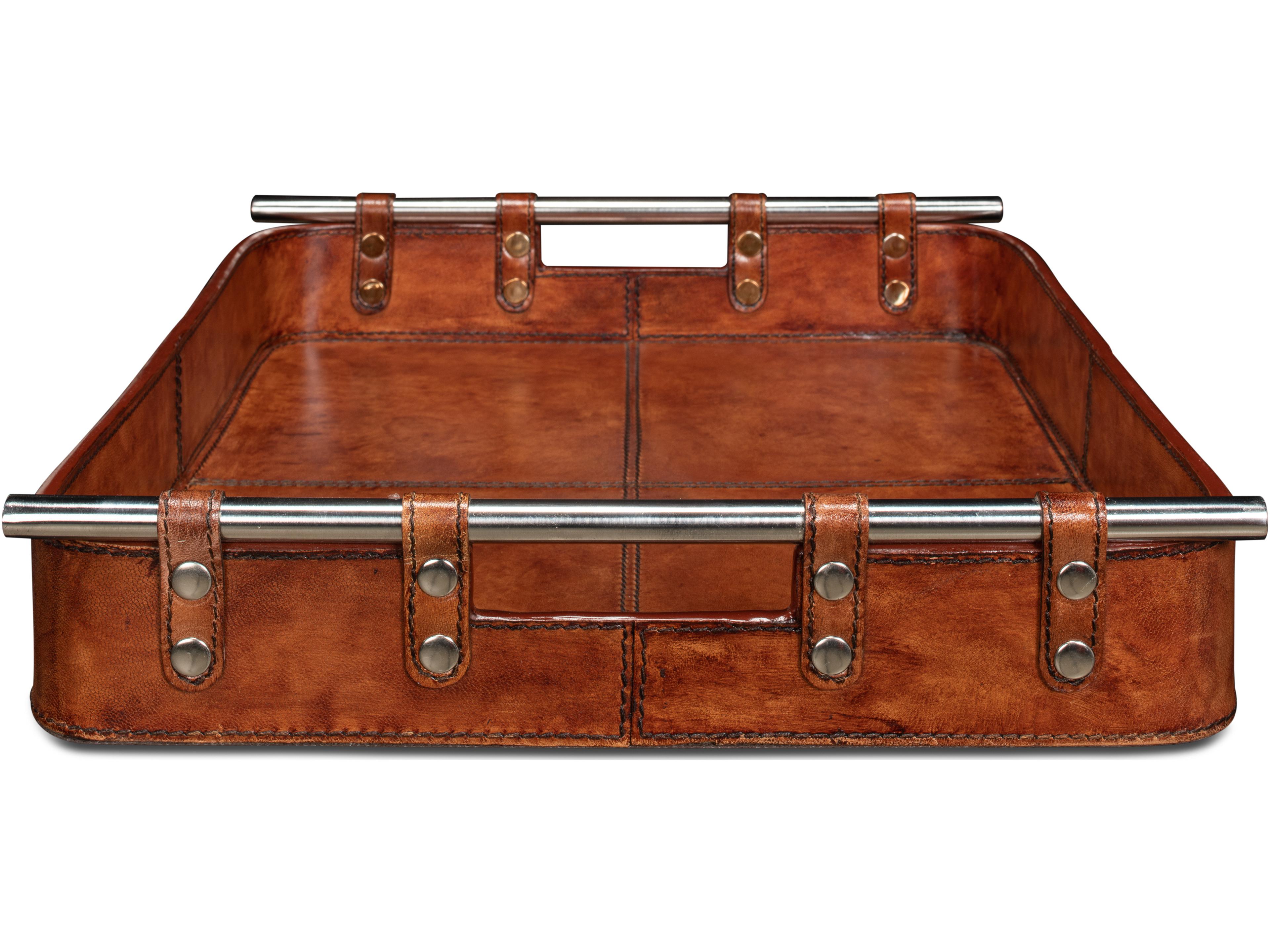 Sarreid Ltd Safari Leather Tray