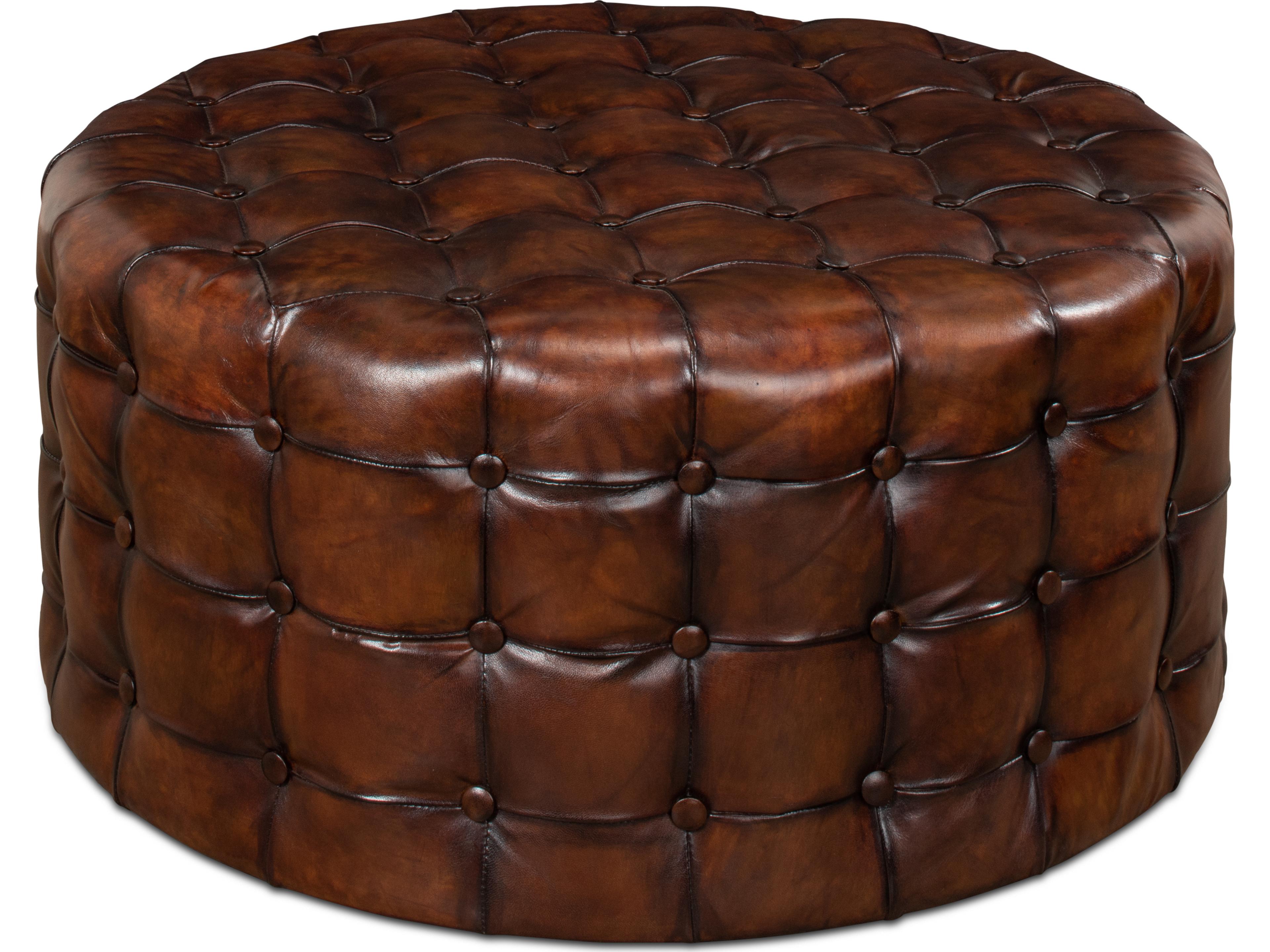 Leather Tufted Ottoman