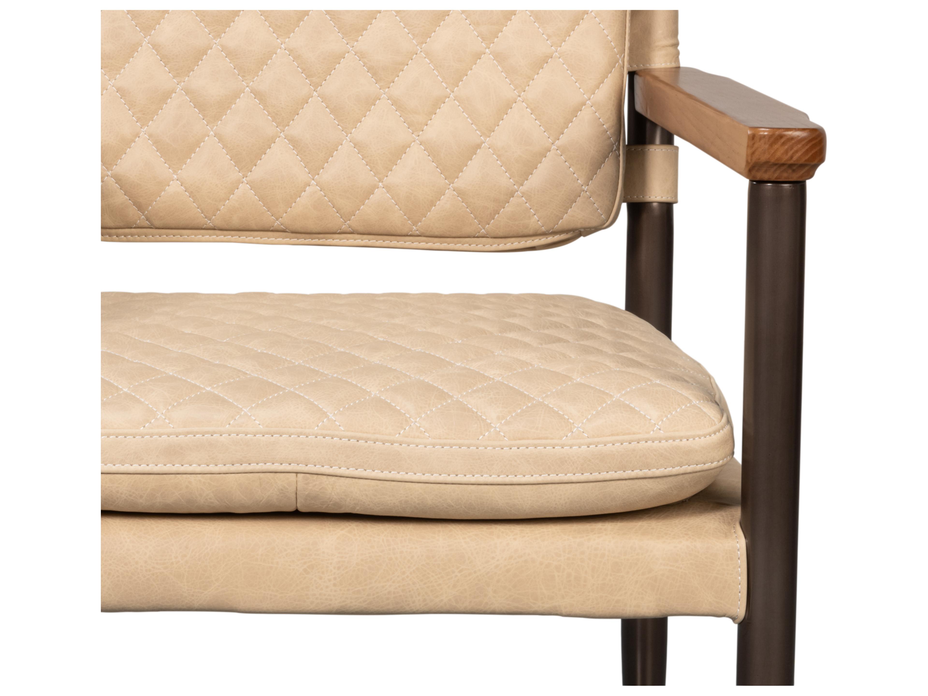 Sarreid Ltd The Harley Cream Leather Accent Chair