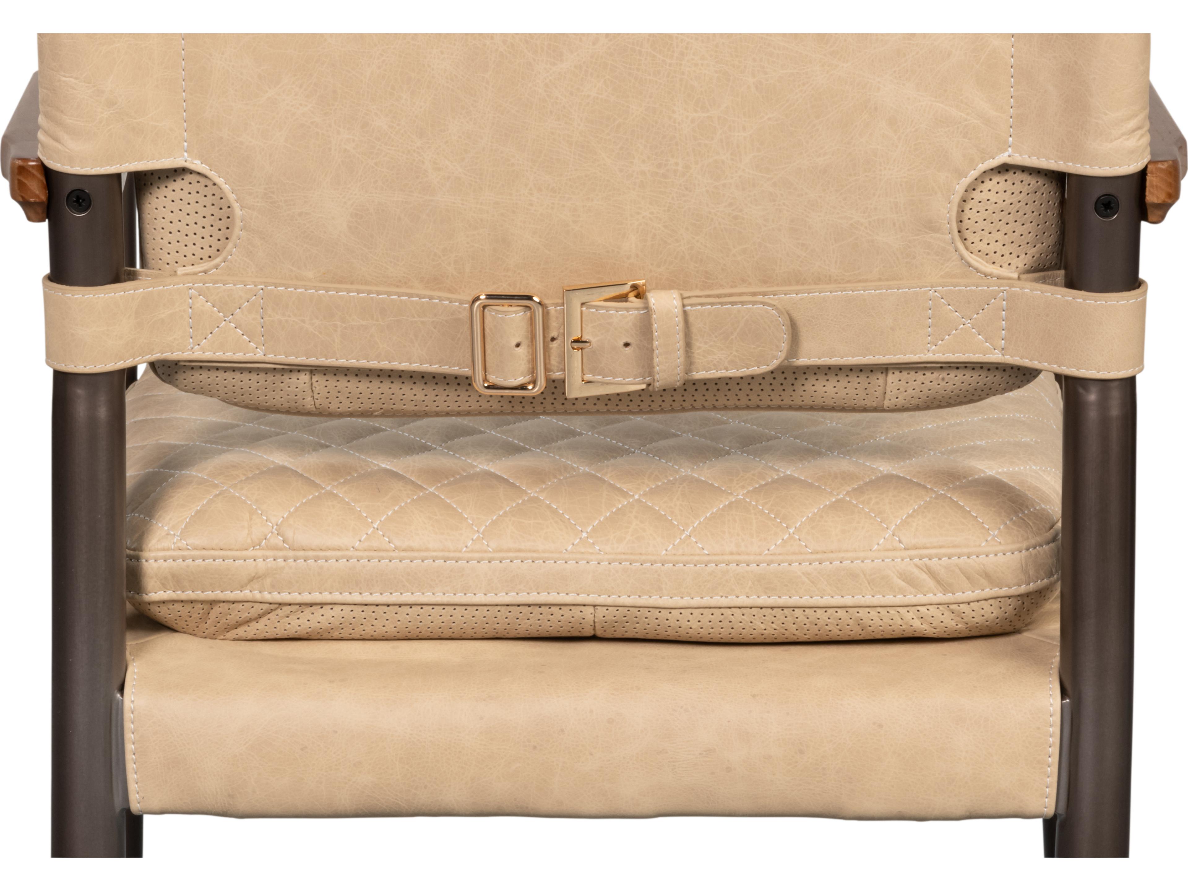 Sarreid Ltd The Harley Cream Leather Accent Chair