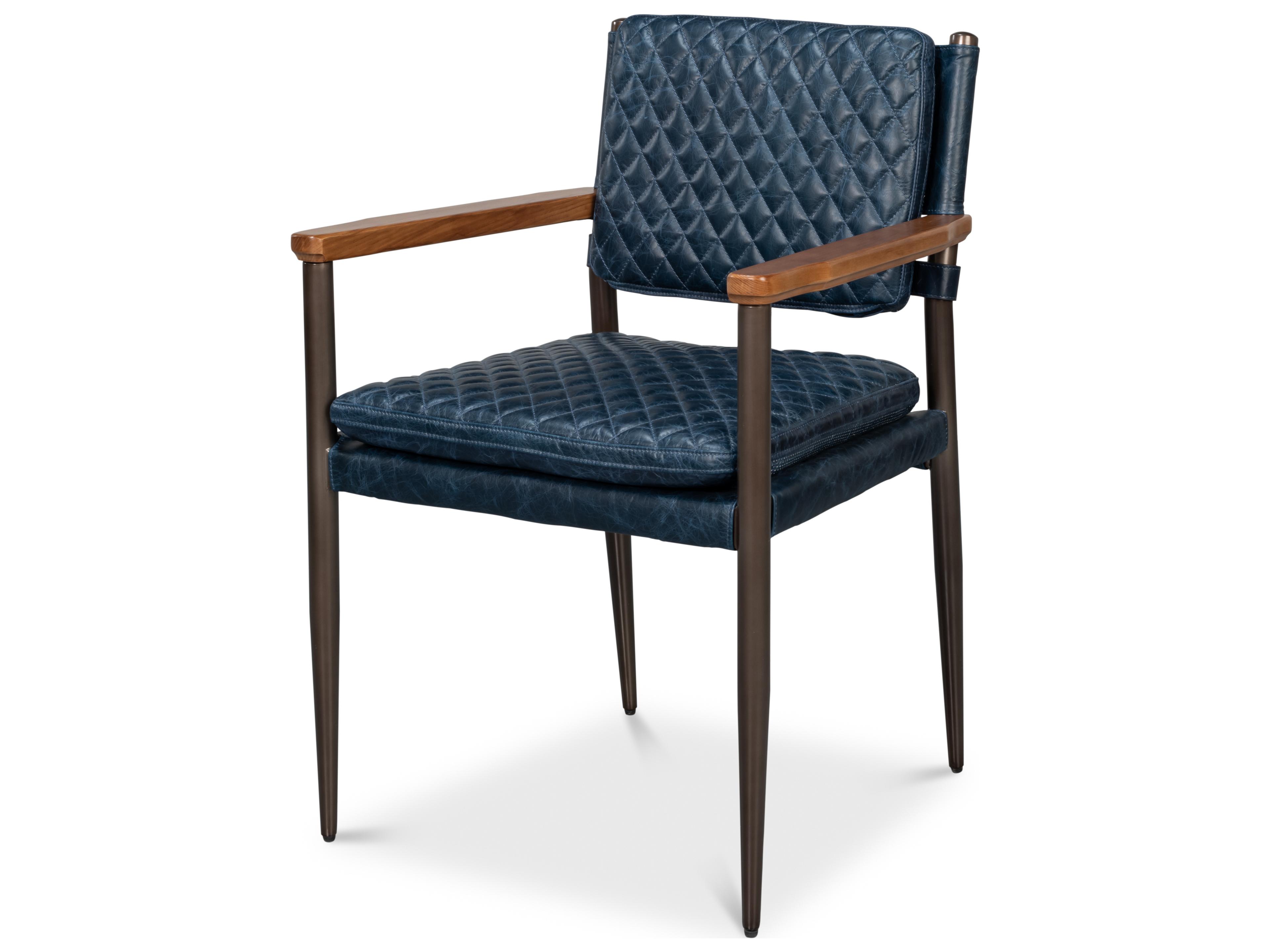 The Harley Blue Leather Accent Chair