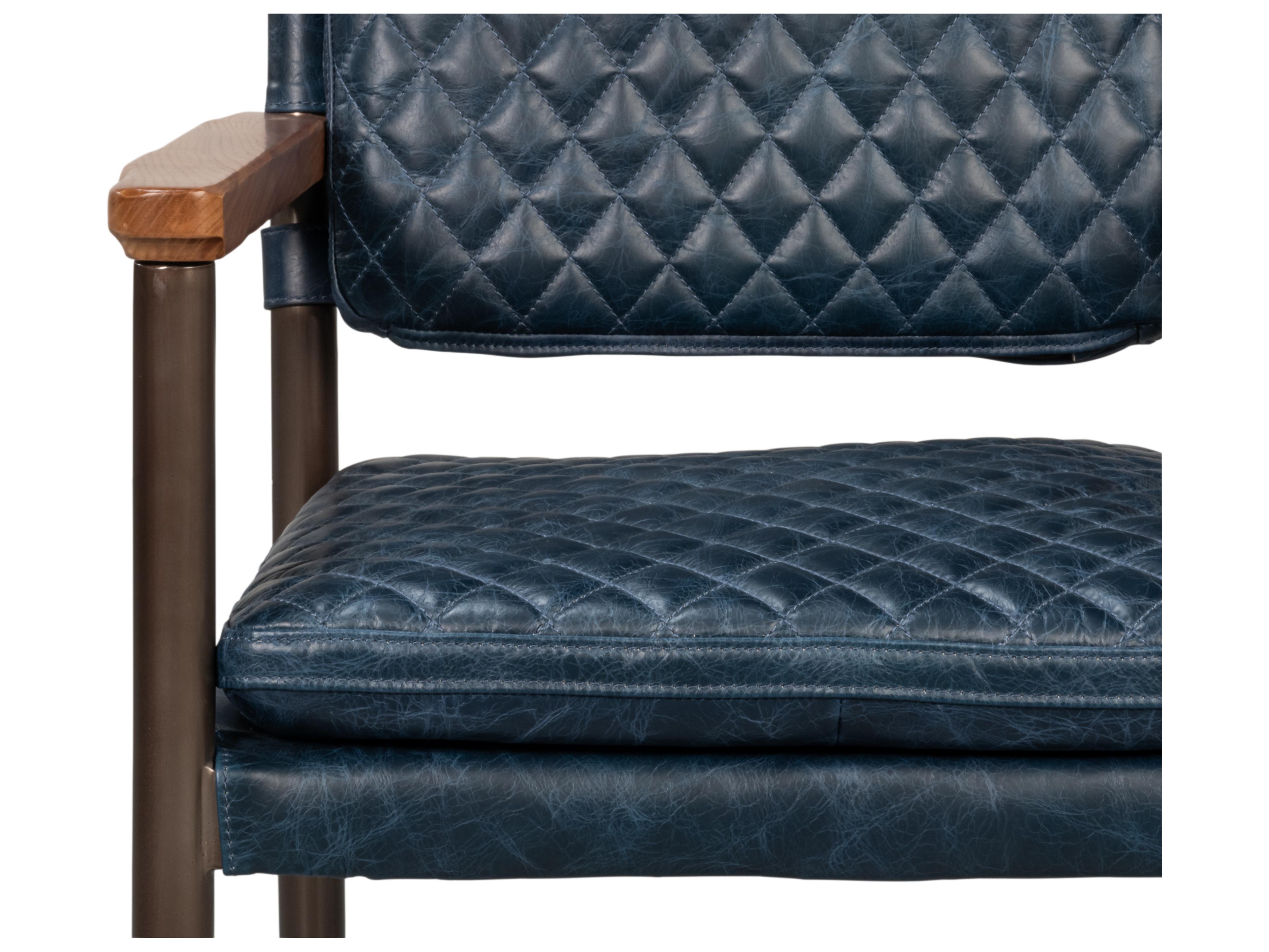 Sarreid Ltd The Harley Blue Leather Accent Chair