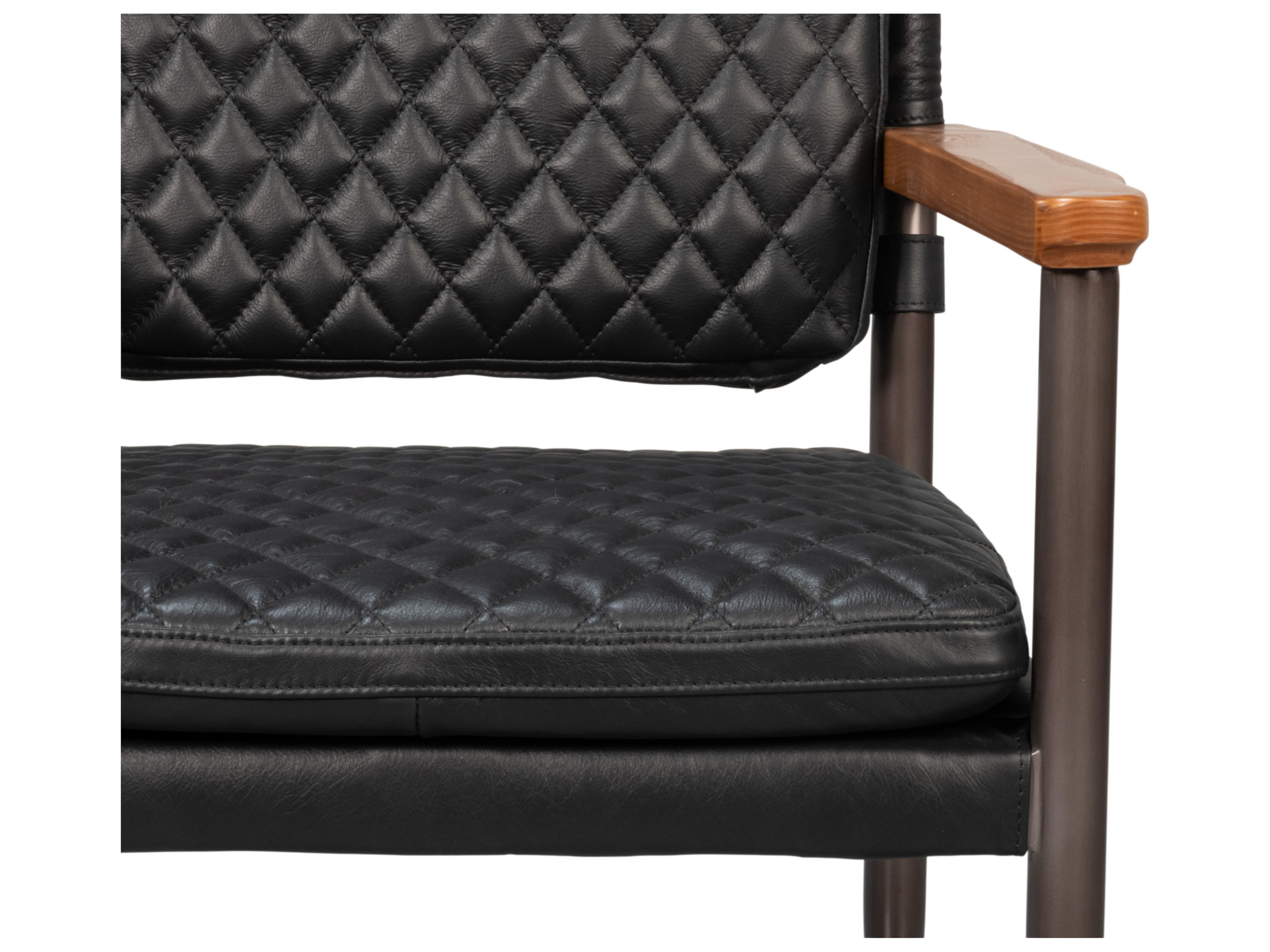 Sarreid Ltd The Harley Black Leather Accent Chair