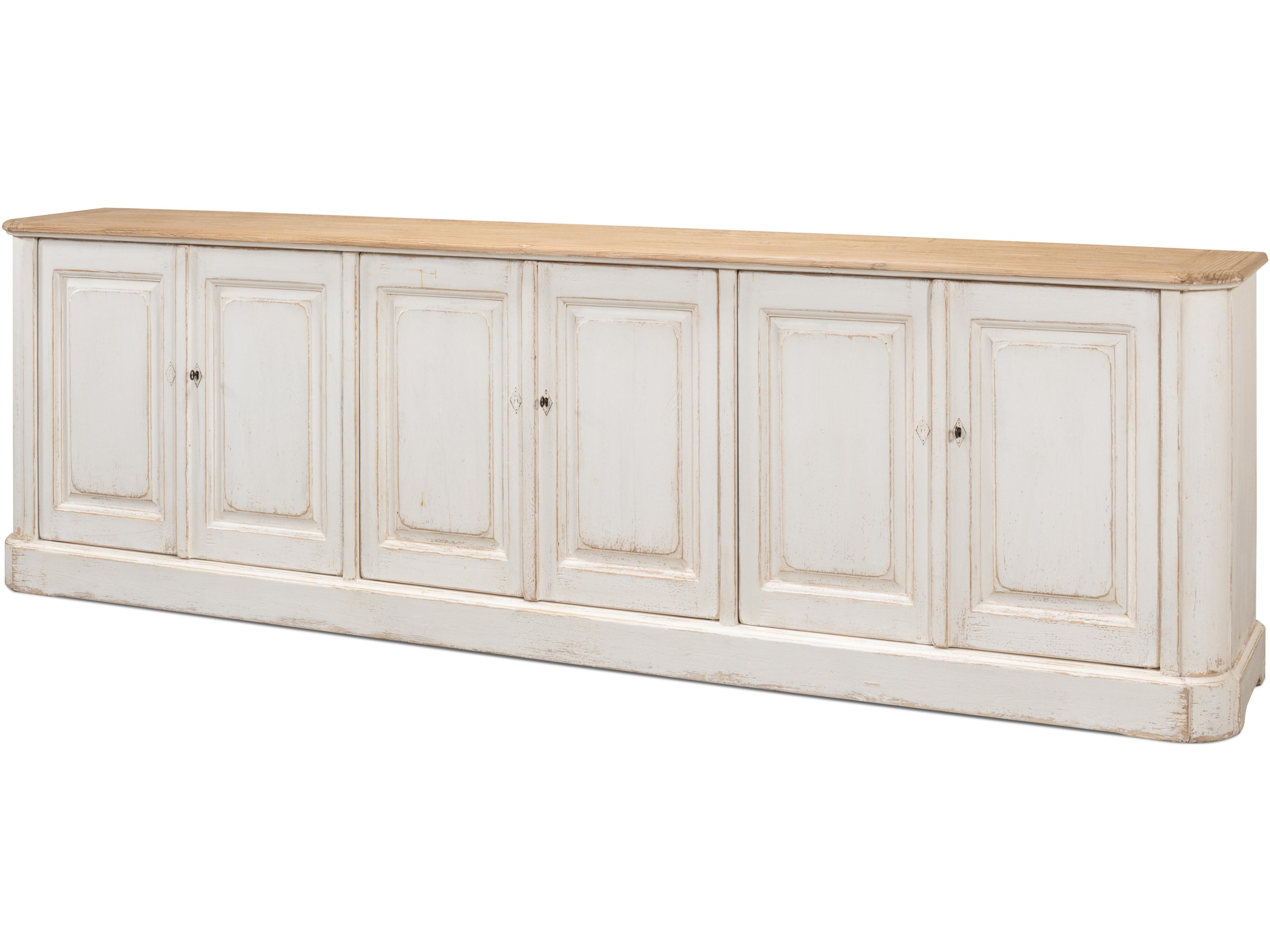 Sarreid Ltd Antique Whitewash Sideboard 6 Door