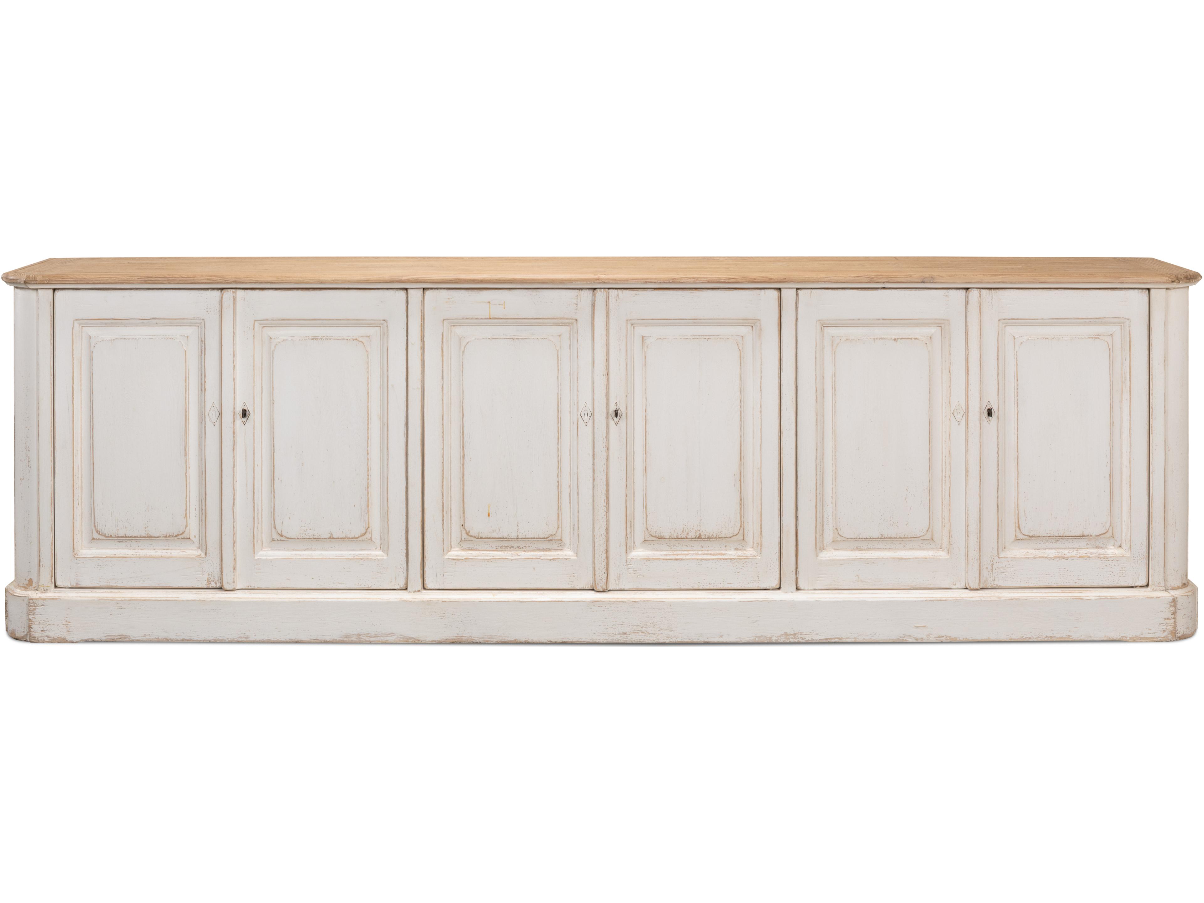 Sarreid Ltd Antique Whitewash Sideboard 6 Door