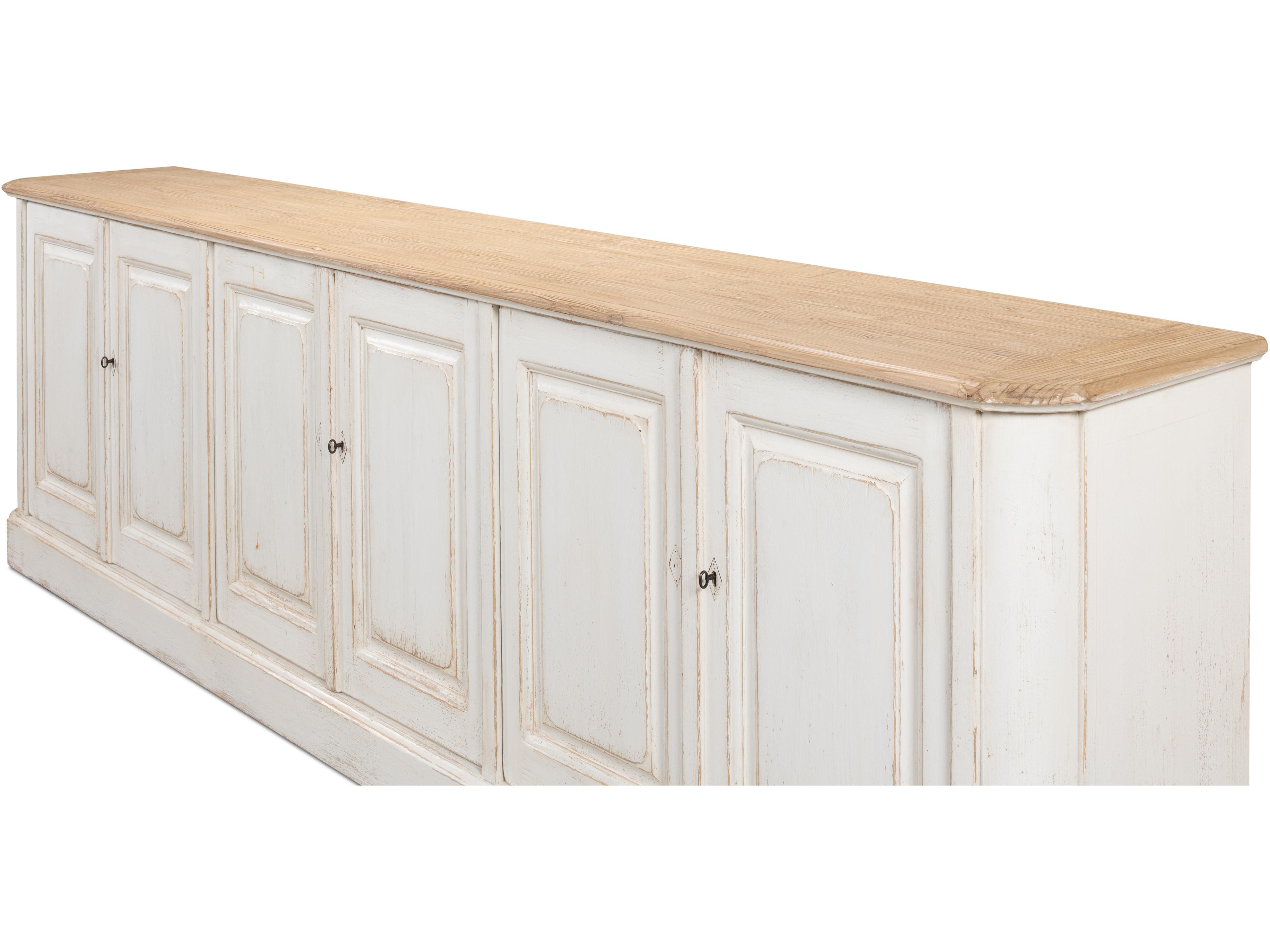 Sarreid Ltd Antique Whitewash Sideboard 6 Door
