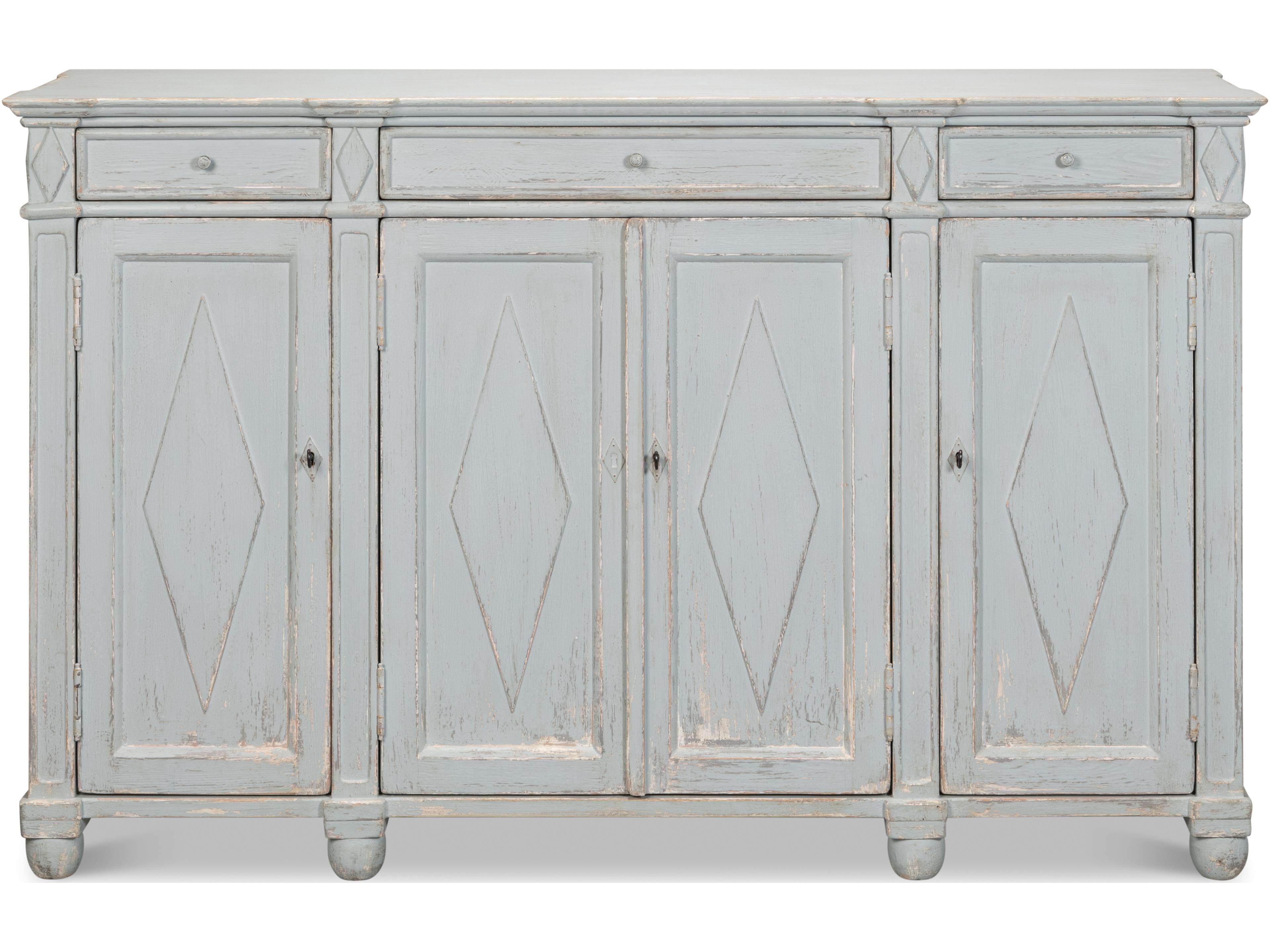 Sarreid Ltd Diamond Wall Sideboard Blue Grey