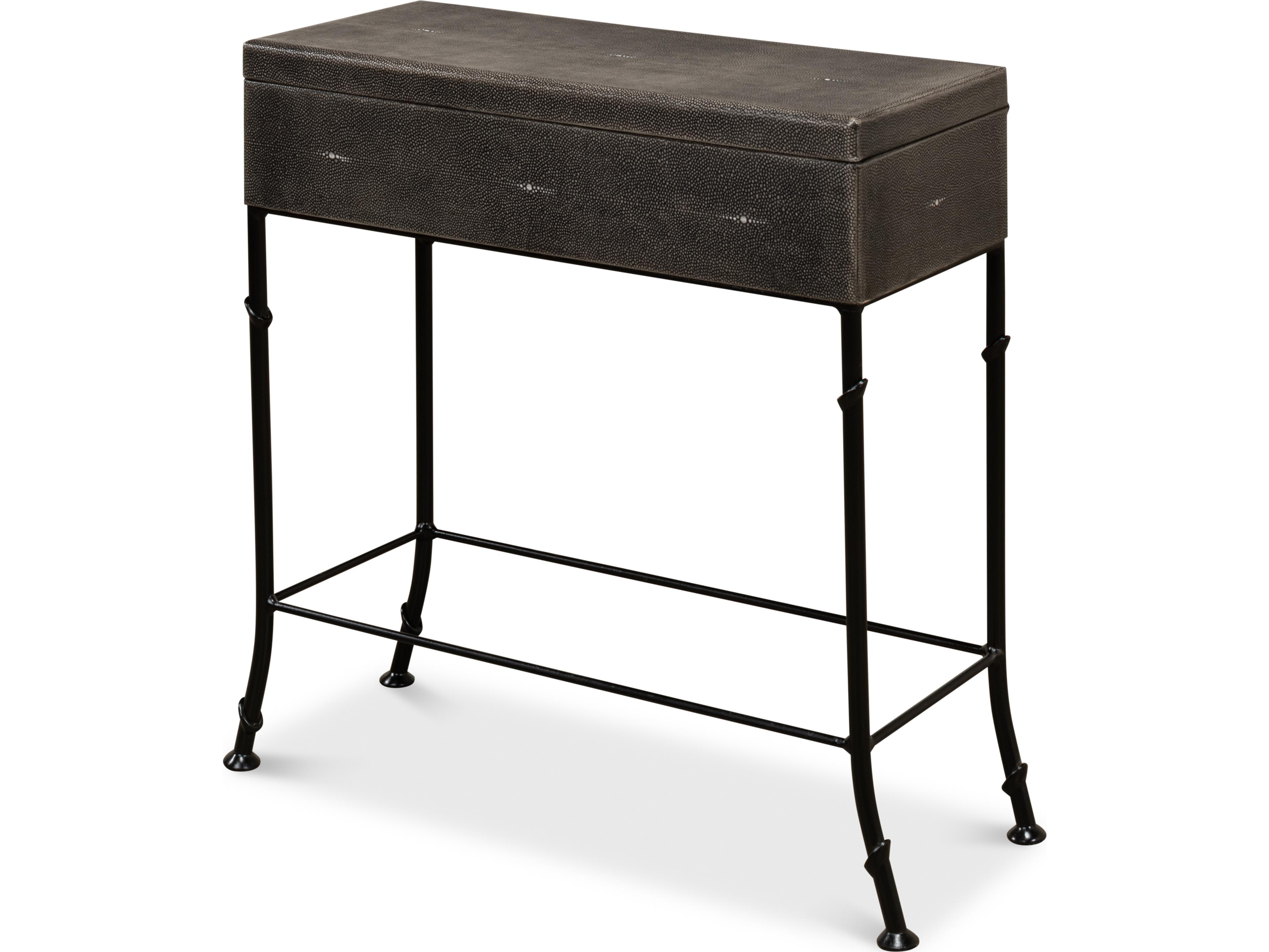 Grey Leather Shagreen Box On Stand