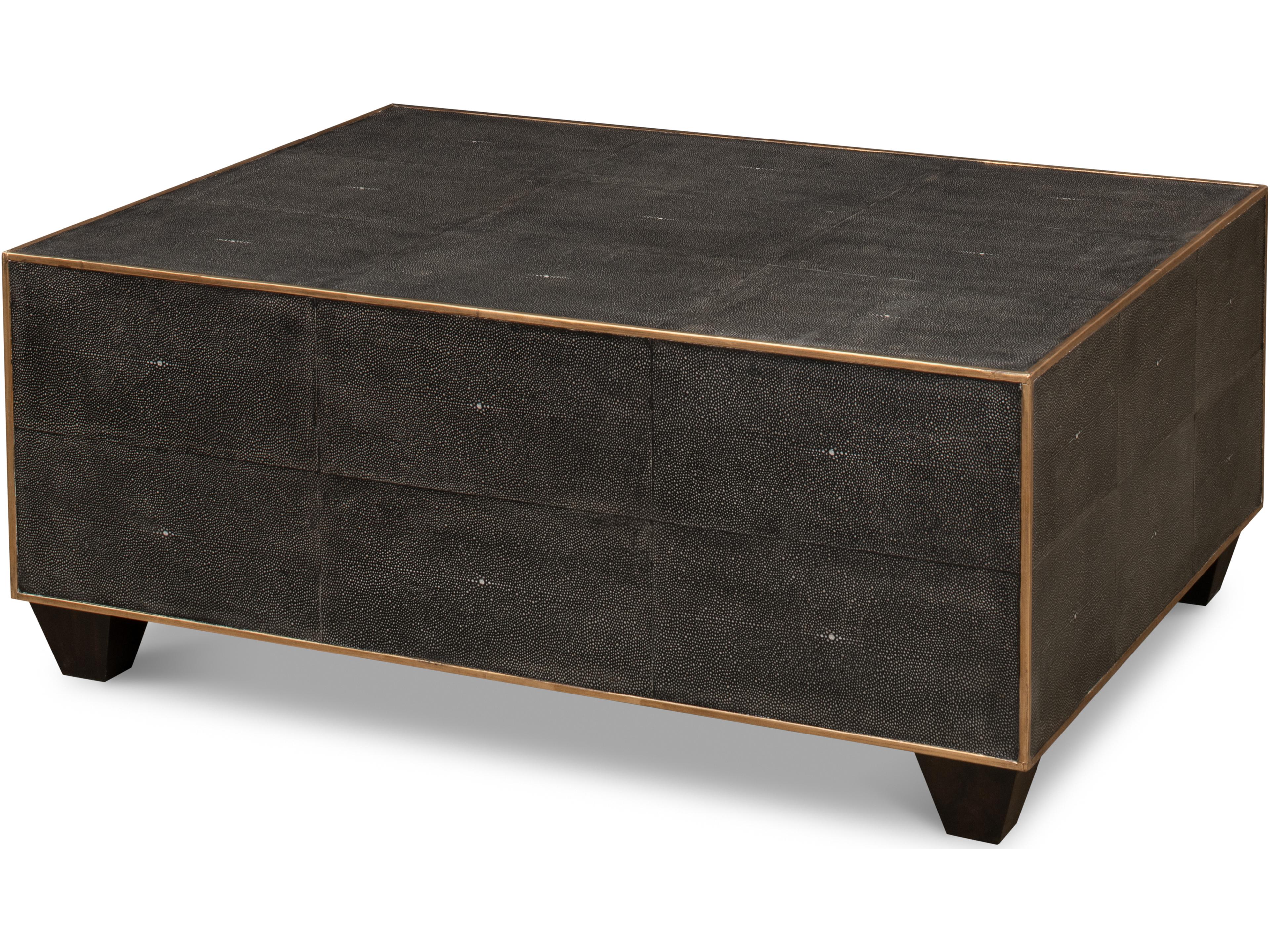 Grey Leather Shagreen Cocktail Table