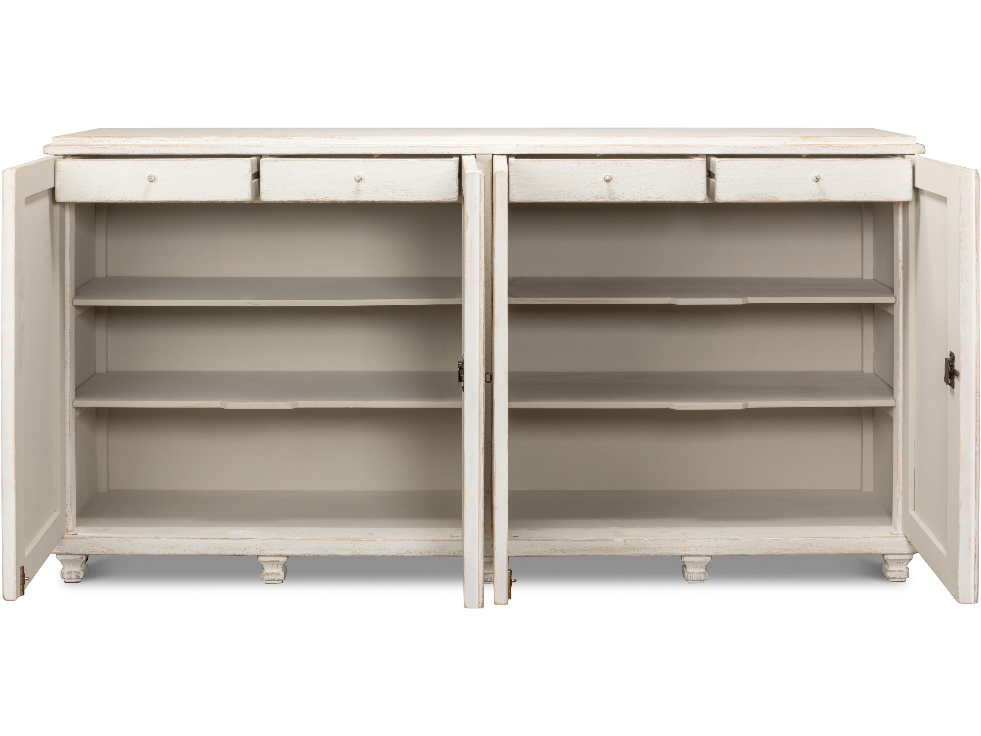 Sarreid Ltd Beecher Sideboard with 4 Doors Whitewash