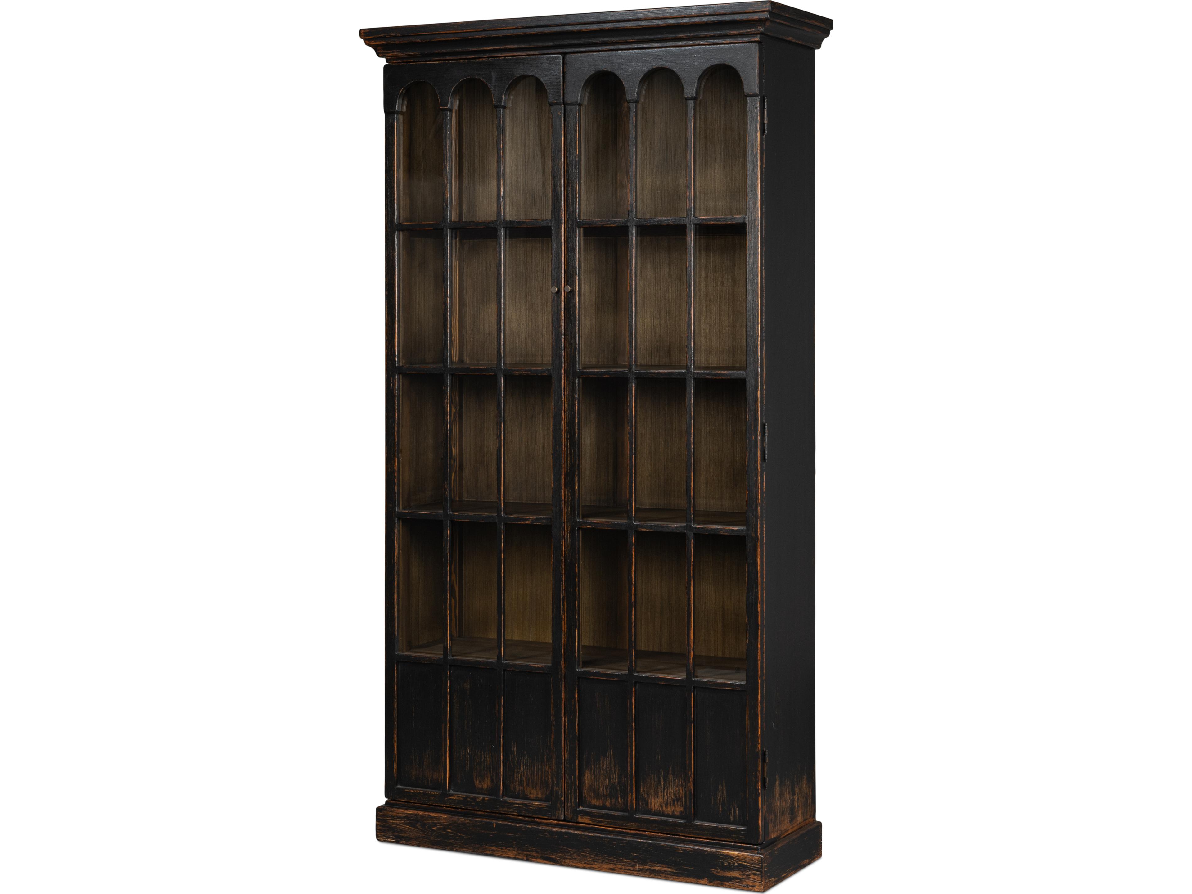 Edgar Allan Glass Bookcase Antique Black