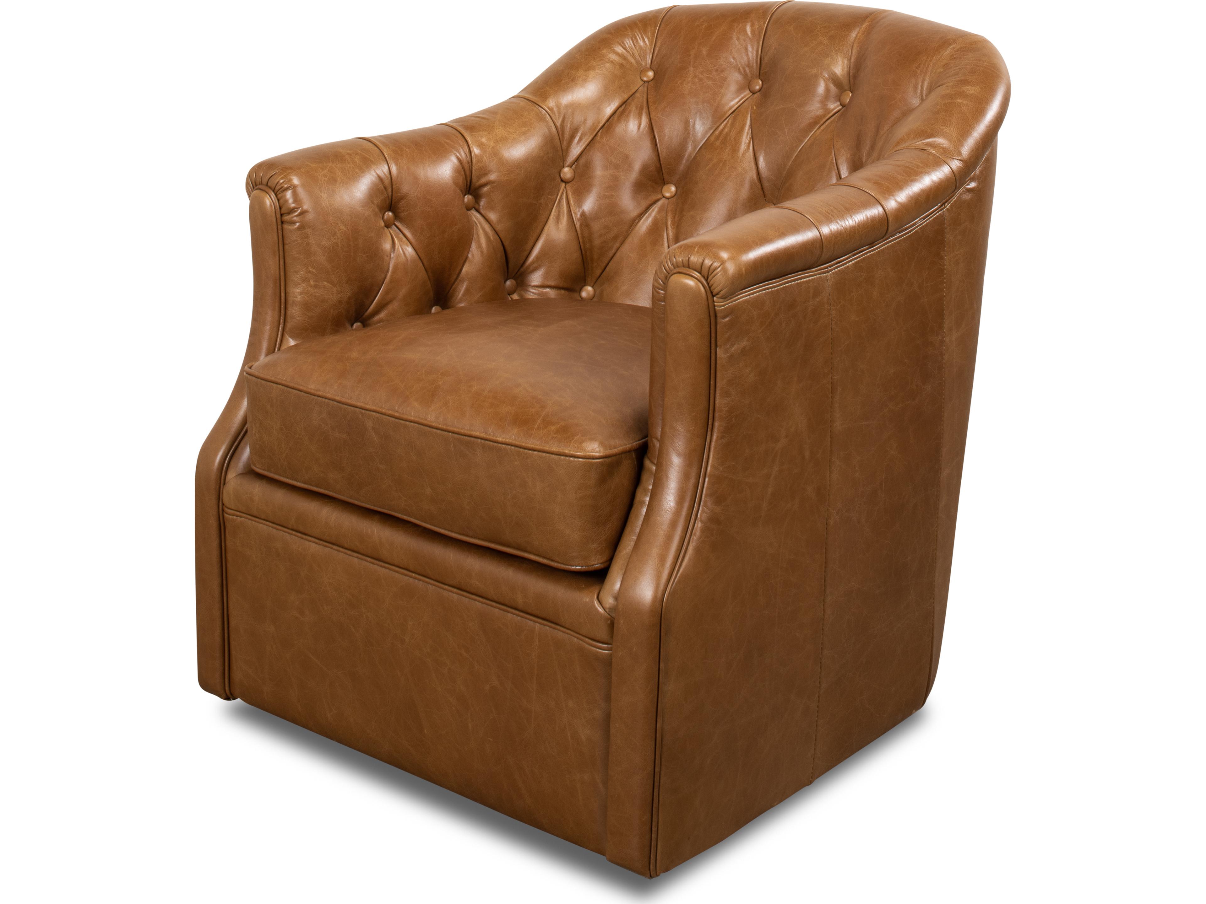 Coolidge Leather Swivel Chair Cuba Brown