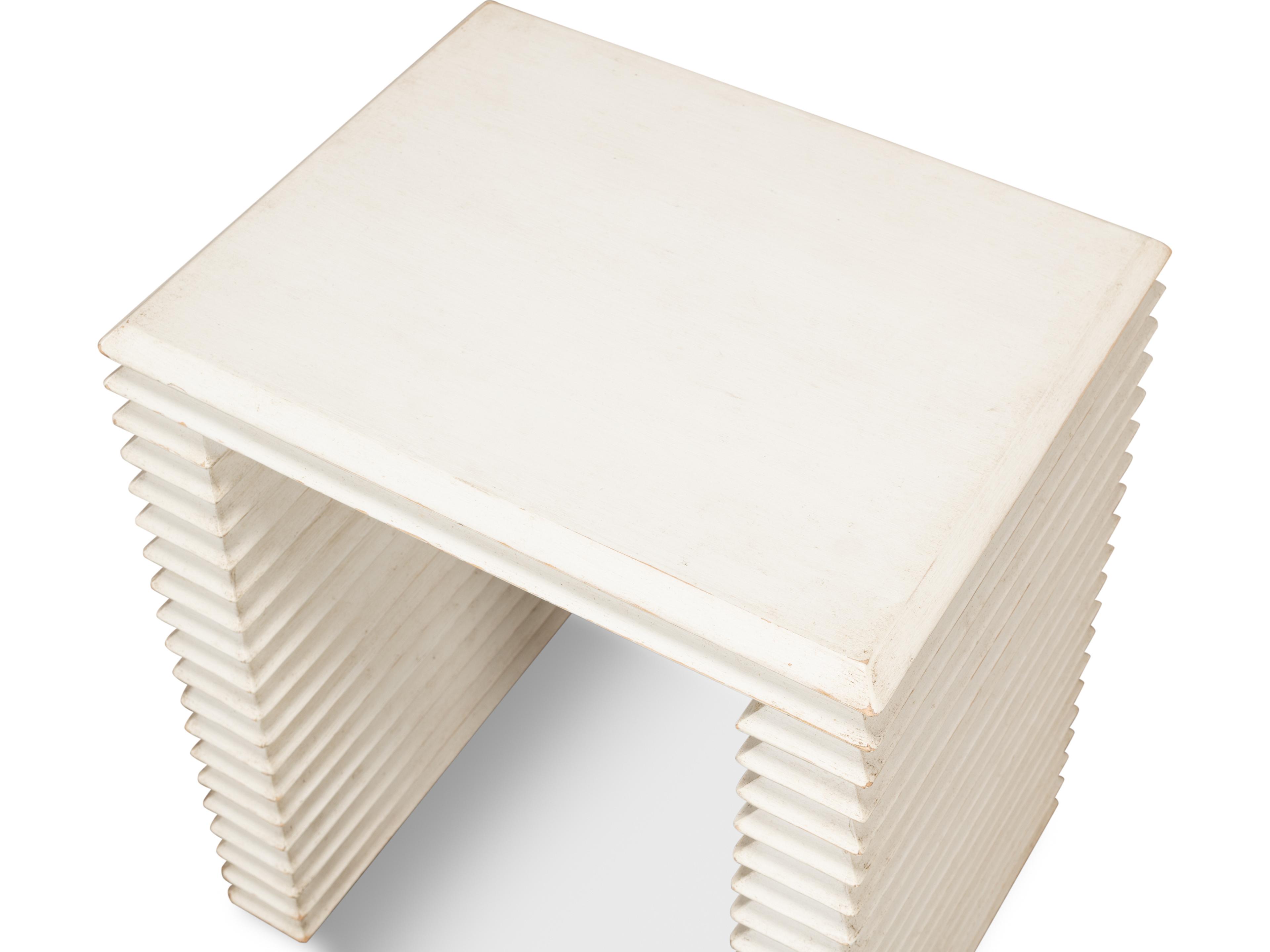 Sarreid Ltd Stacked Side Table Antique White