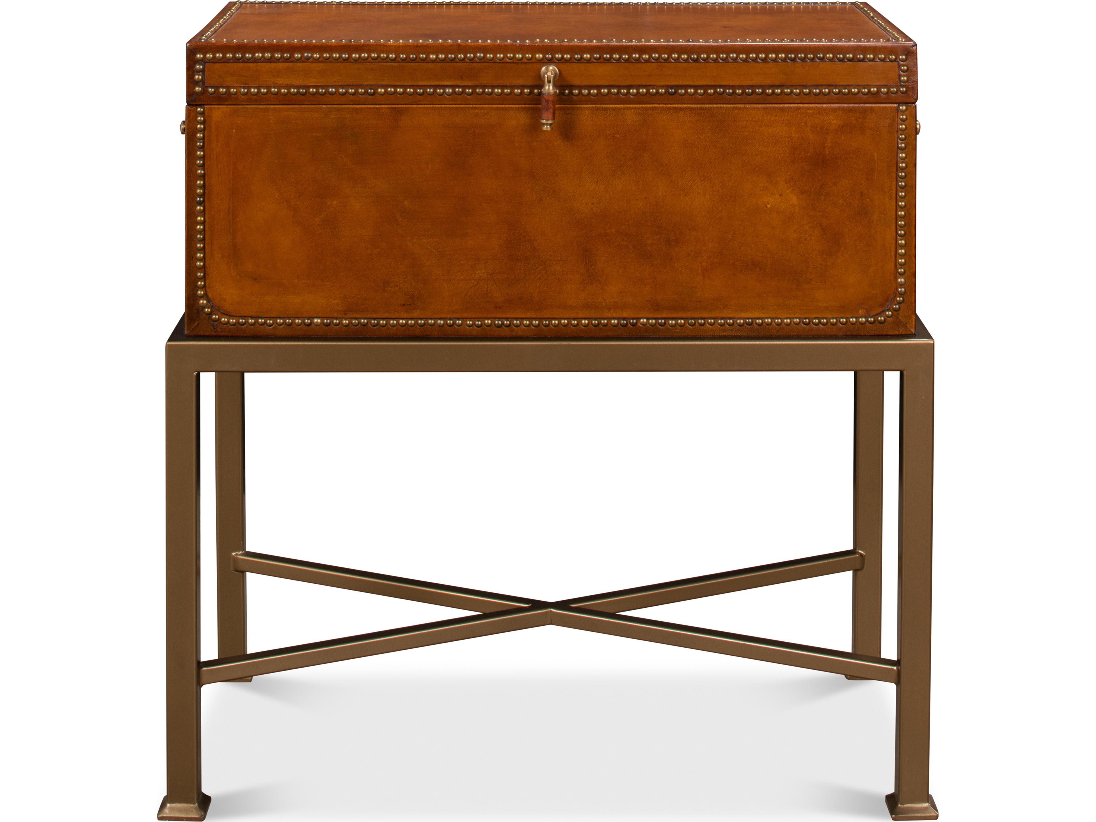 Sarreid Ltd Remington Leather Box On Stand