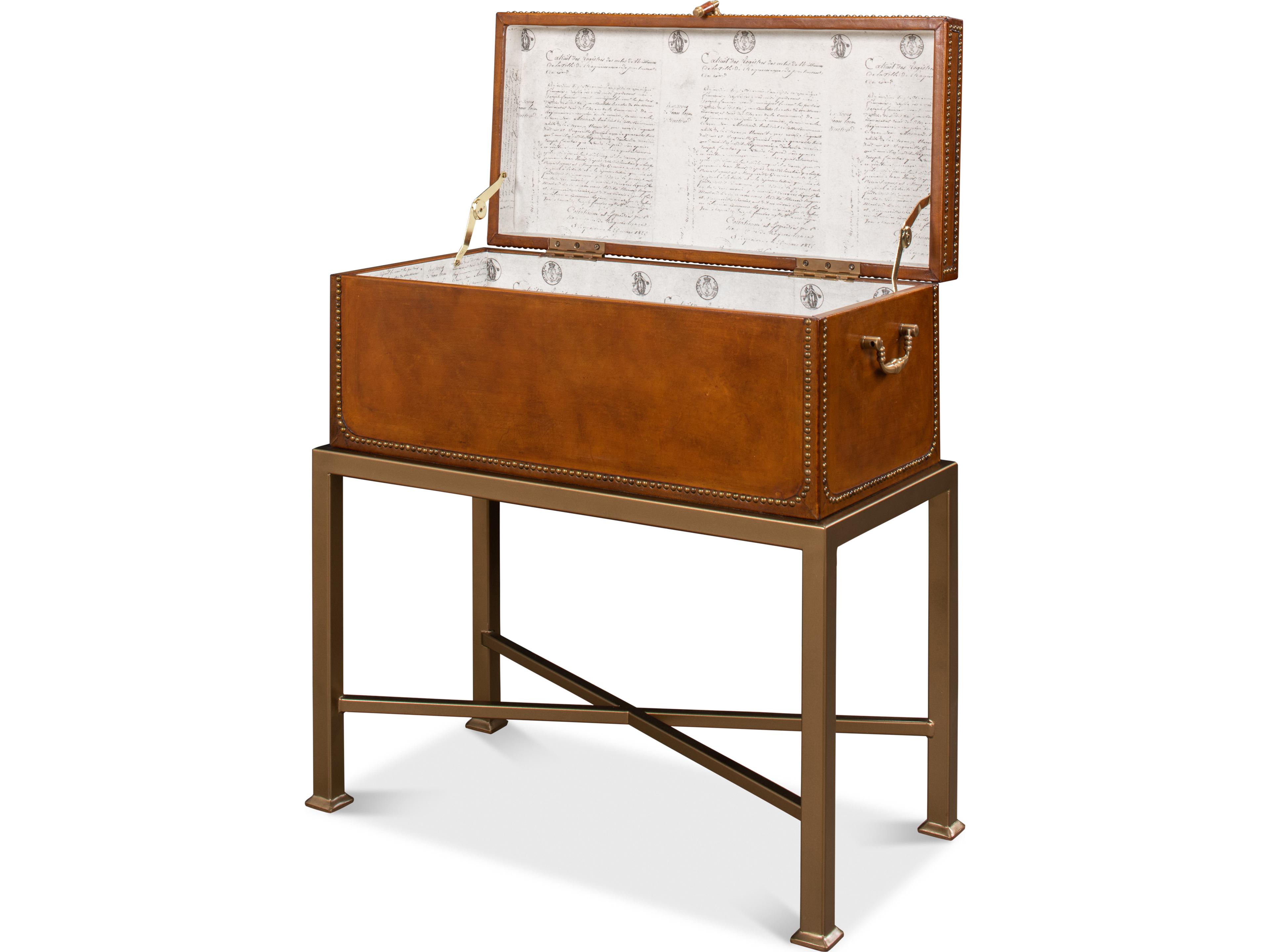 Sarreid Ltd Remington Leather Box On Stand