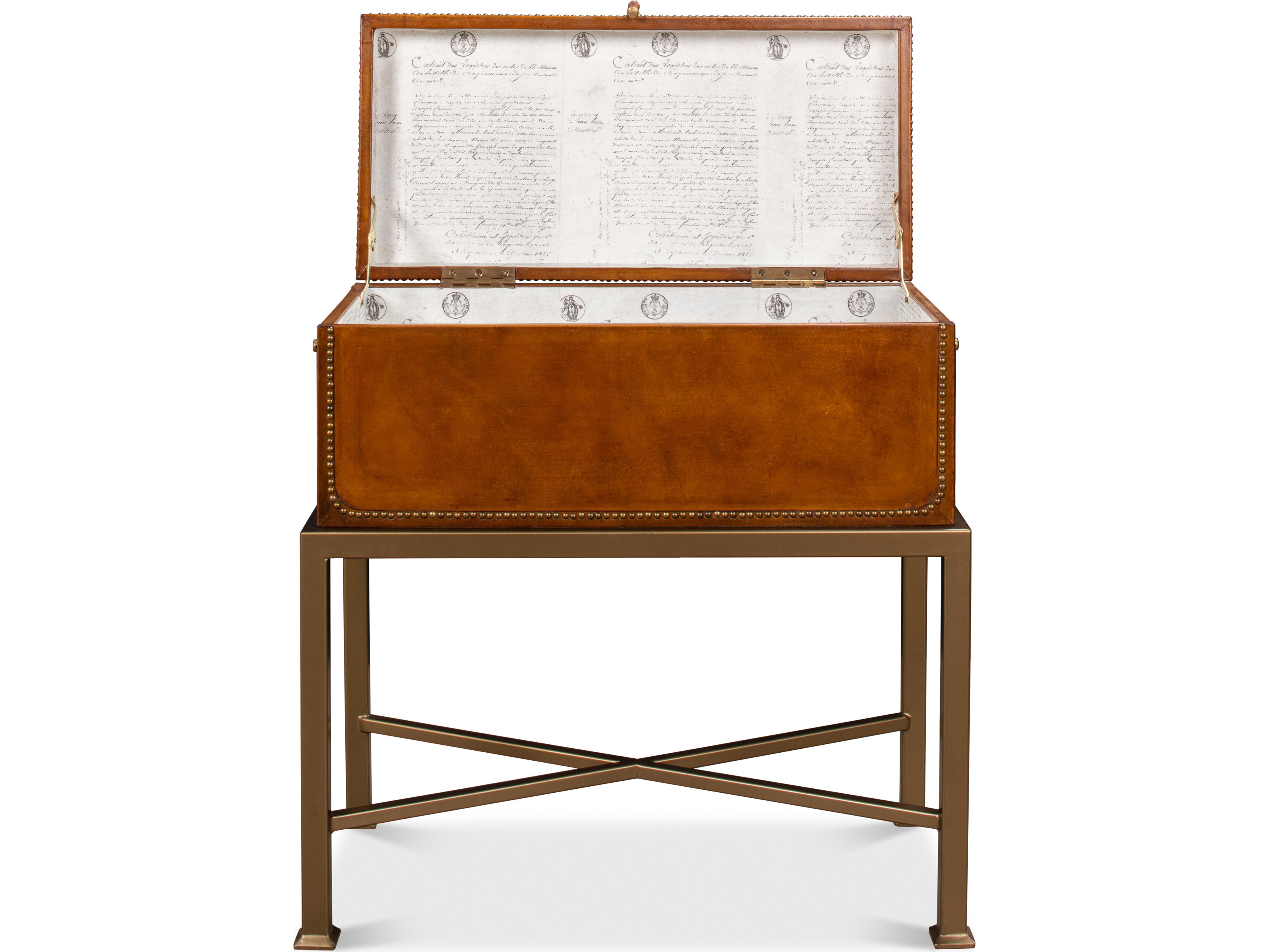 Sarreid Ltd Remington Leather Box On Stand