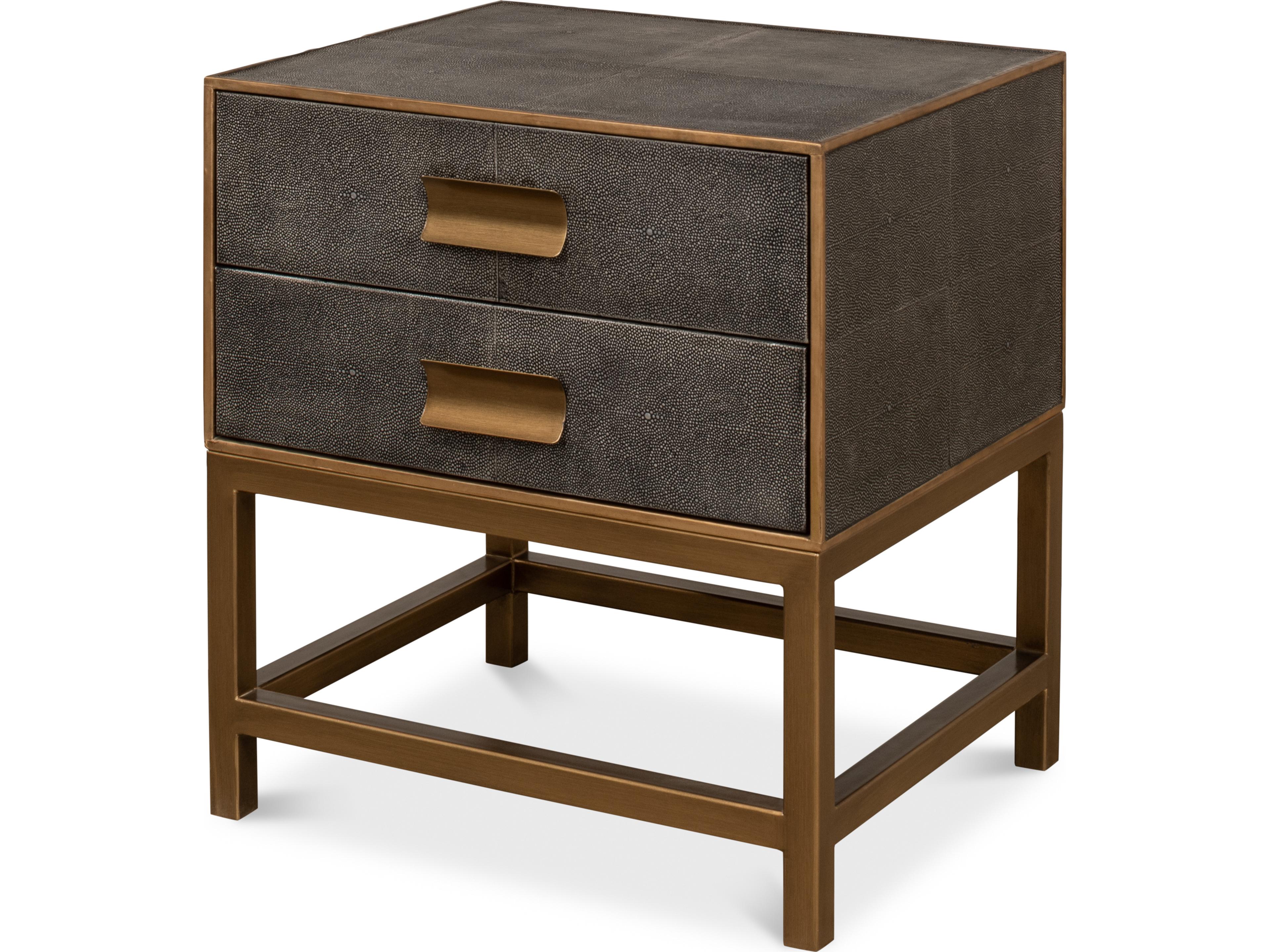 Gideon Shagreen Side Table Antique Grey