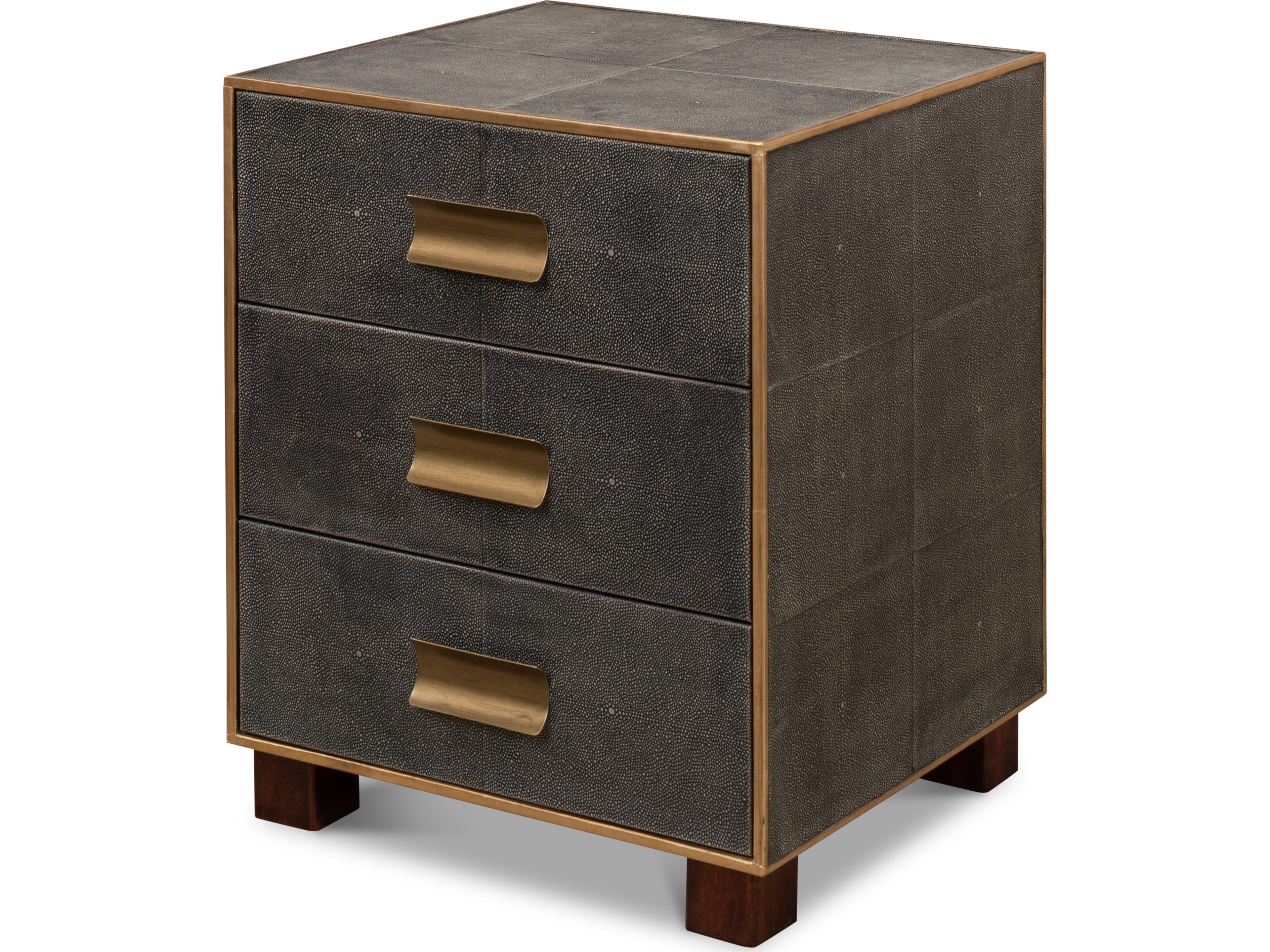Gideon Shagreen 3 Drawer Side Table Grey