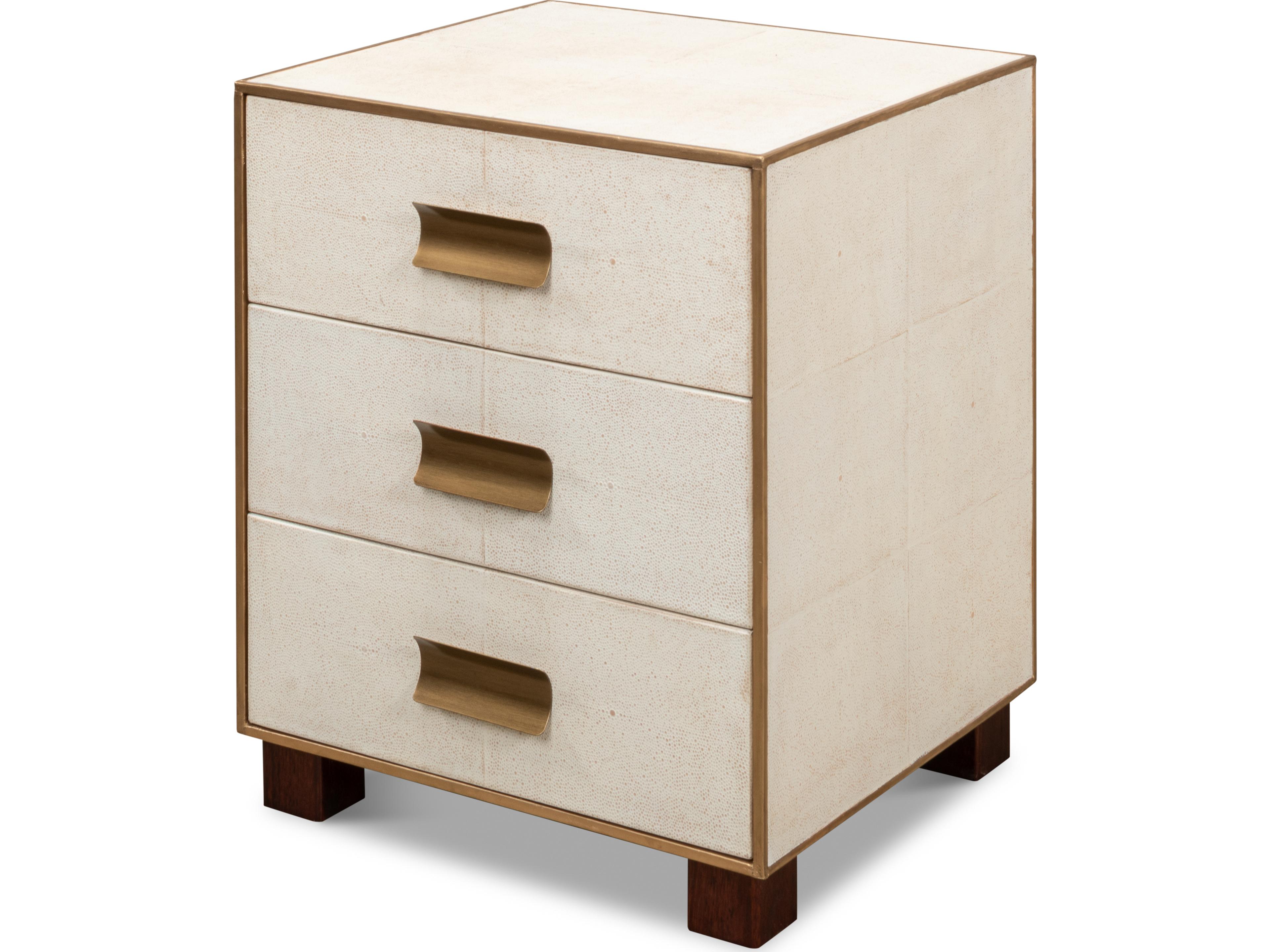 Shagreen 3 Drawer Side Table Osprey White
