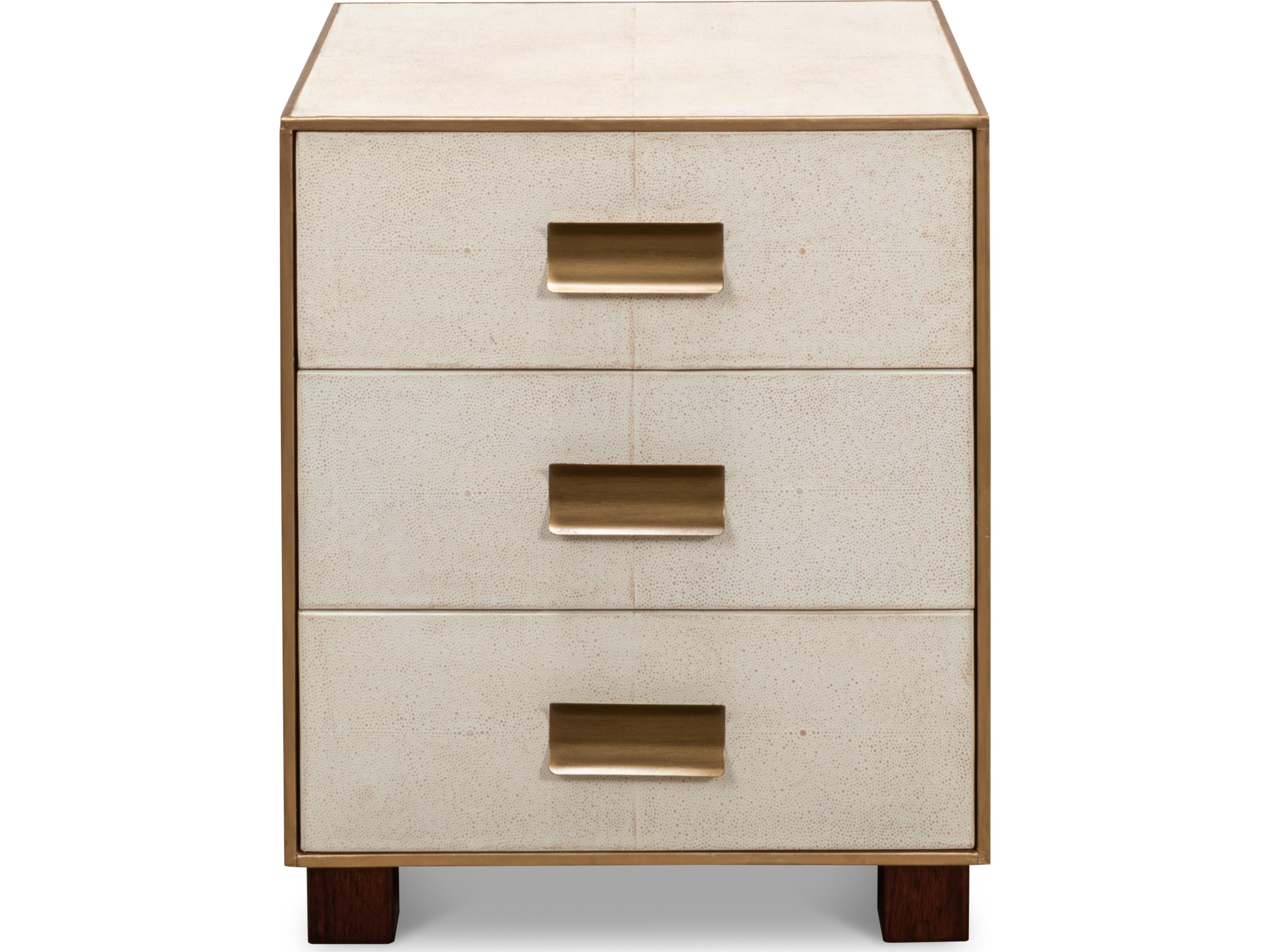 Sarreid Ltd Shagreen 3 Drawer Side Table Osprey White