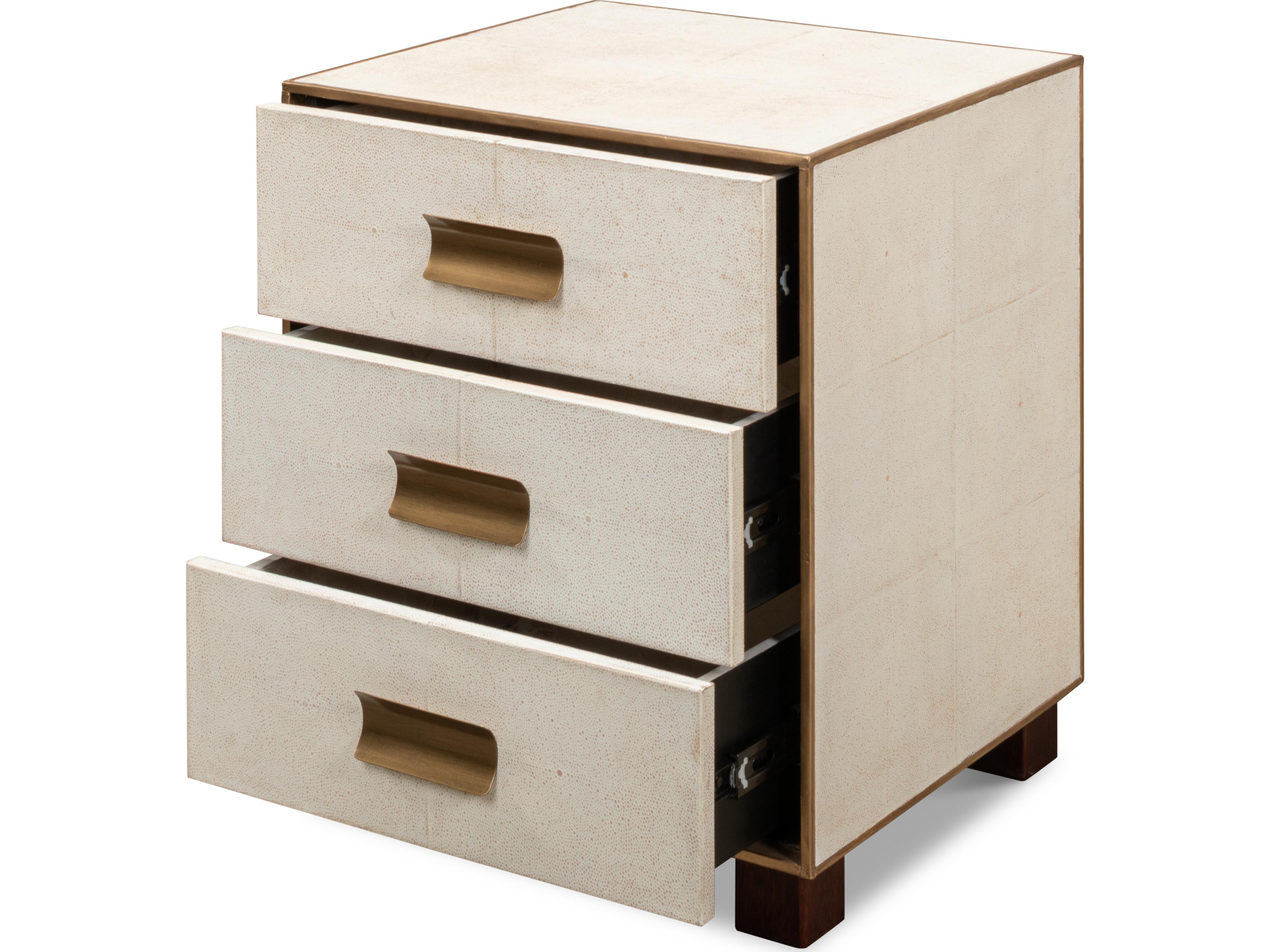 Sarreid Ltd Shagreen 3 Drawer Side Table Osprey White